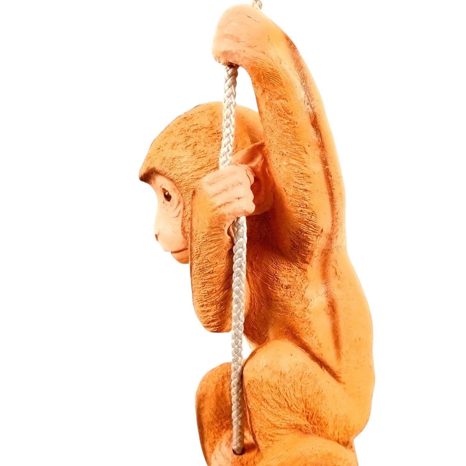 Monkey Hanging on Rope Wall Hanging | Decorative Animal Showpiece for Home, Garden, Living Room & Kids Room | Unique Wall Décor & Gift - 14 Inch - Apkamart