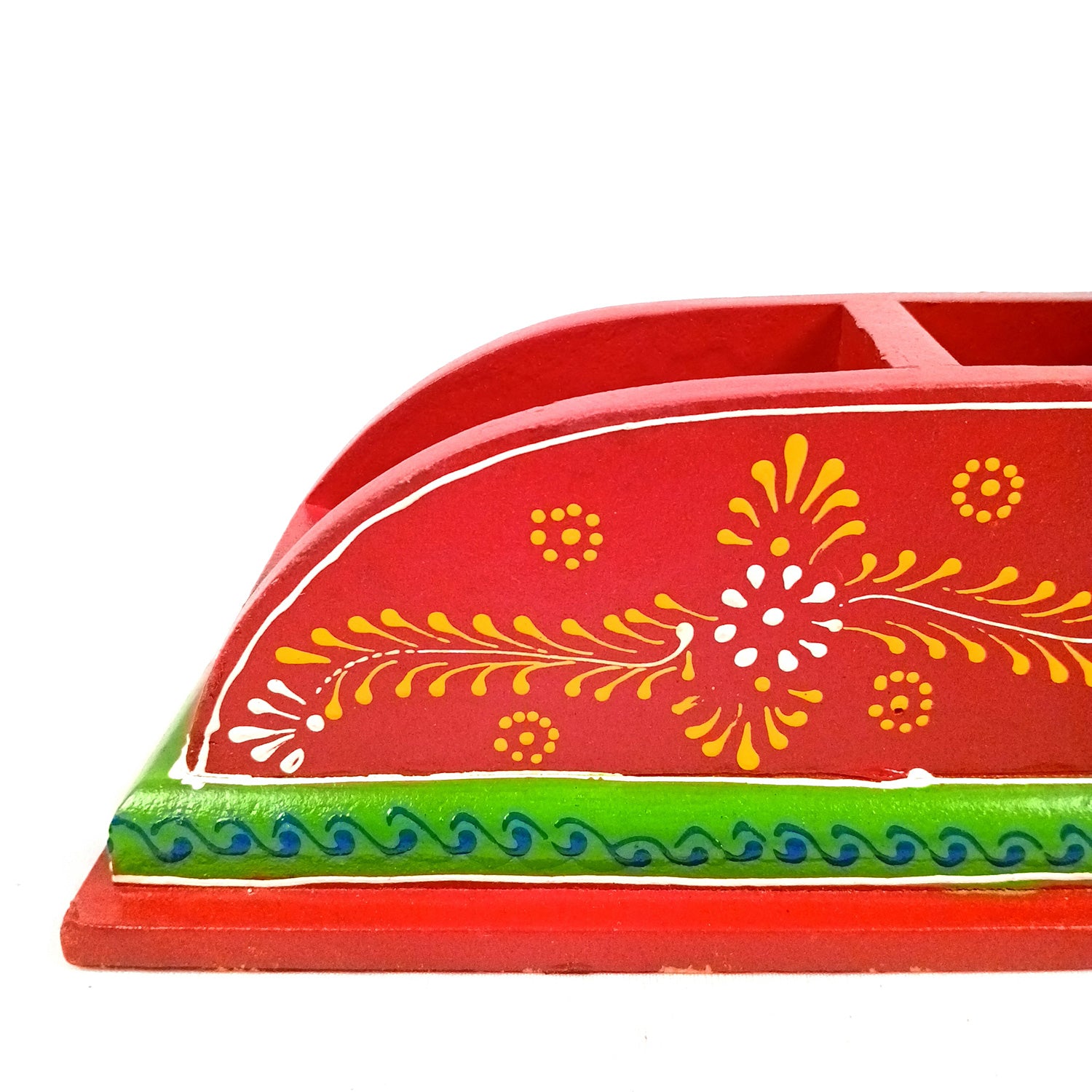 Pen Stand Cum Cutlery Holders | Multipurpose Organizers | Wooden Pencil Holder Stands - For Study Table, Desk, Stationary Gift, Home, Office Decor & Corporate Gifting - 9 Inch - Apkamart #Colour_Red