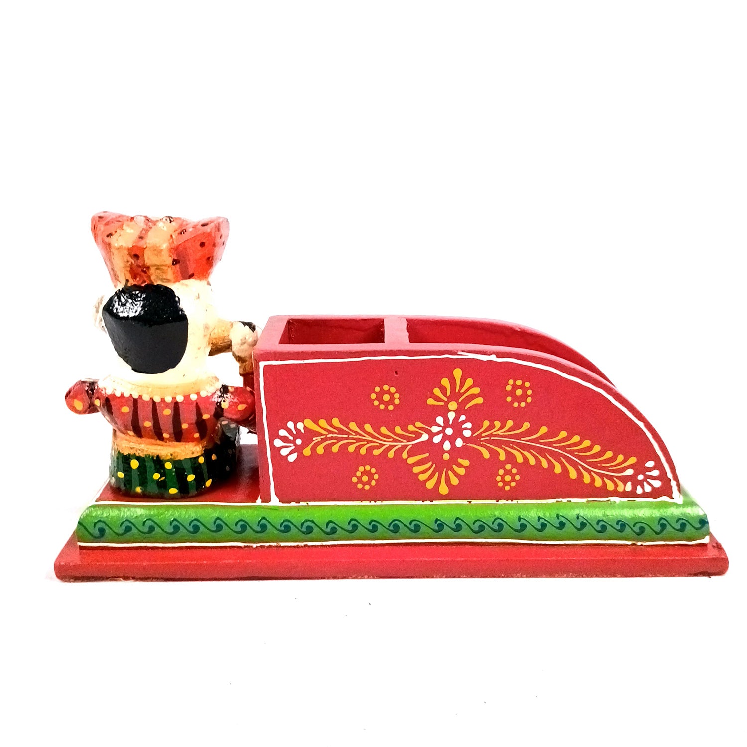 Pen Stand Cum Cutlery Holders | Multipurpose Organizers | Wooden Pencil Holder Stands - For Study Table, Desk, Stationary Gift, Home, Office Decor & Corporate Gifting - 9 Inch - Apkamart #Colour_Red