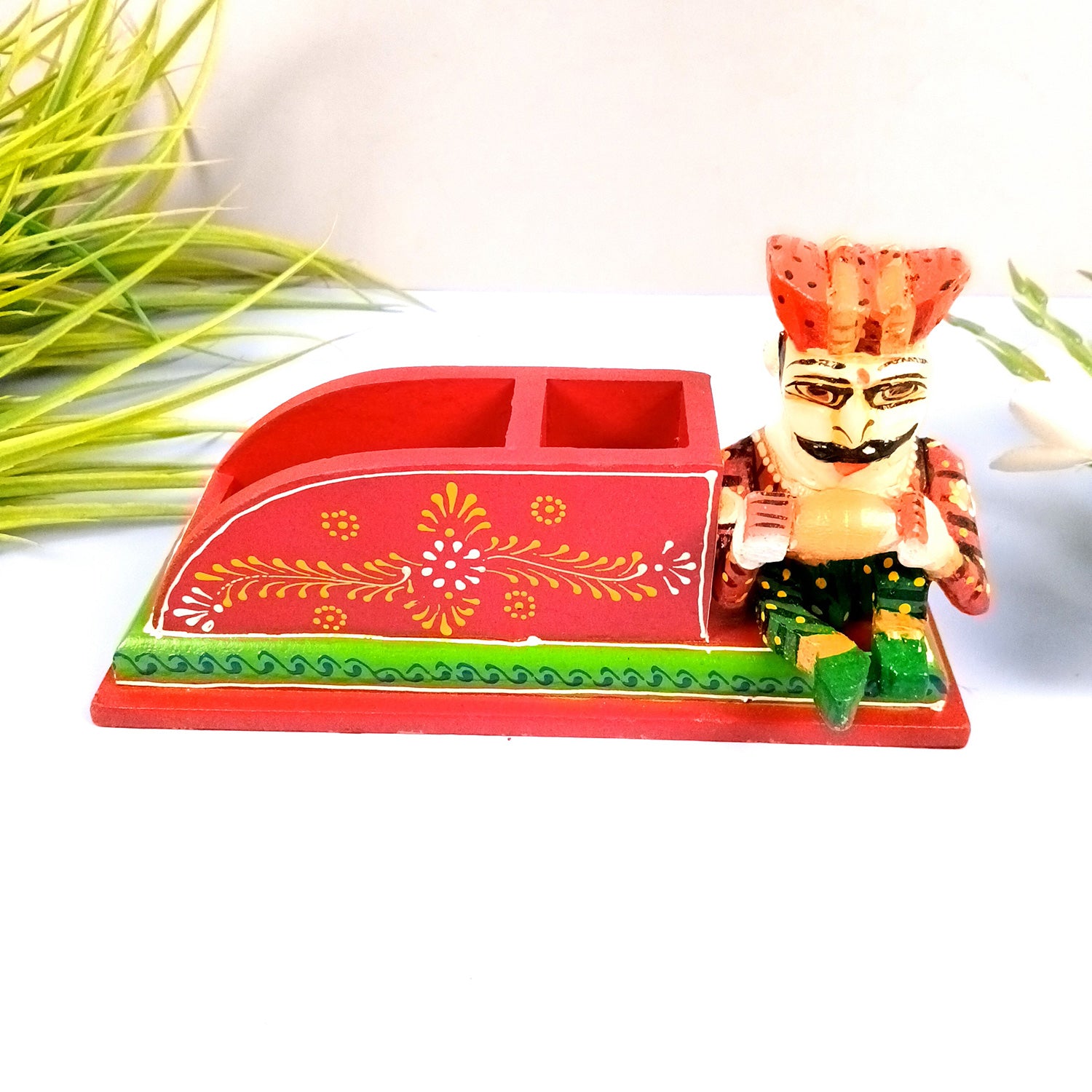 Pen Stand Cum Cutlery Holders | Multipurpose Organizers | Wooden Pencil Holder Stands - For Study Table, Desk, Stationary Gift, Home, Office Decor & Corporate Gifting - 9 Inch - Apkamart #Colour_Red