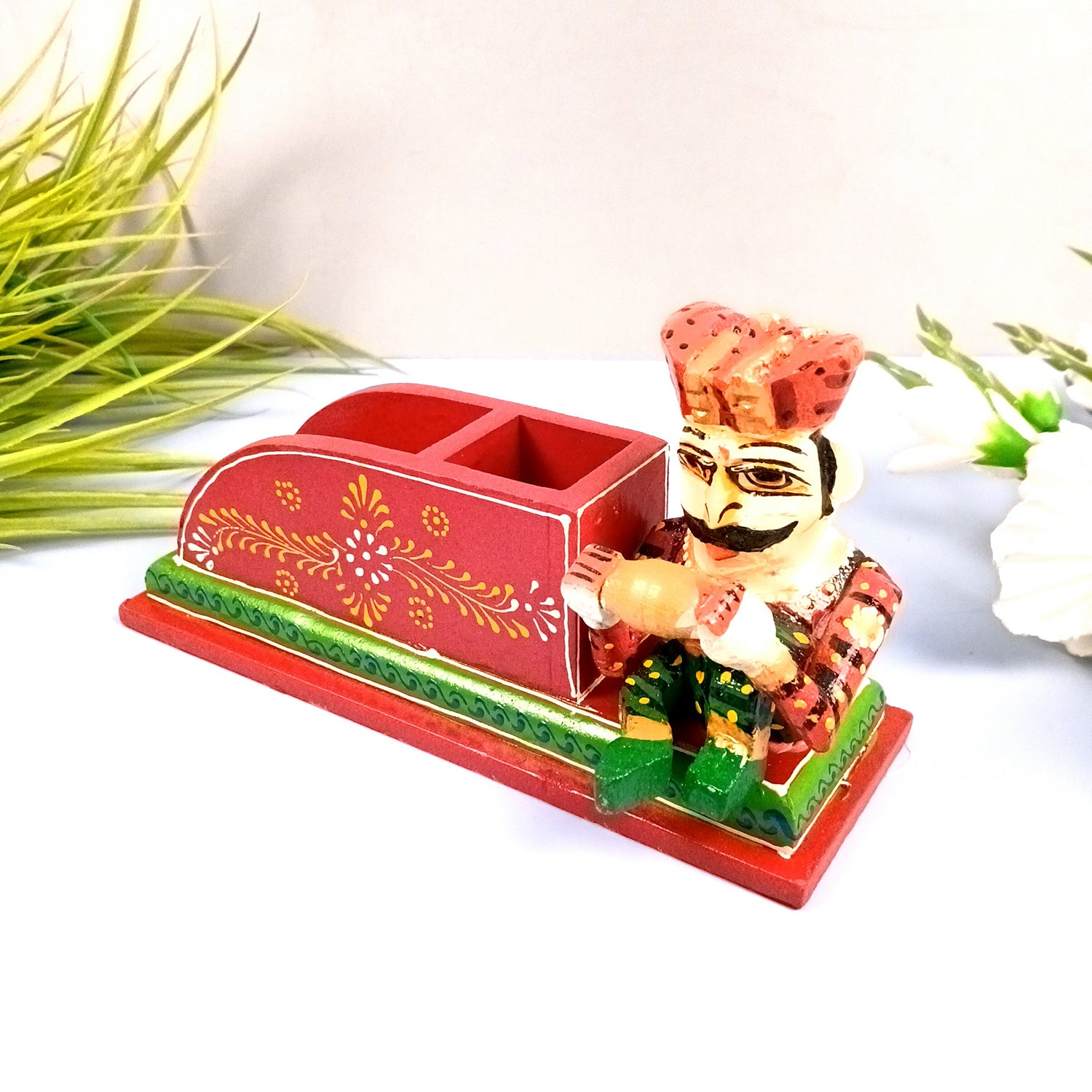 Pen Stand Cum Cutlery Holders | Multipurpose Organizers | Wooden Pencil Holder Stands - For Study Table, Desk, Stationary Gift, Home, Office Decor & Corporate Gifting - 9 Inch - Apkamart #Colour_Red