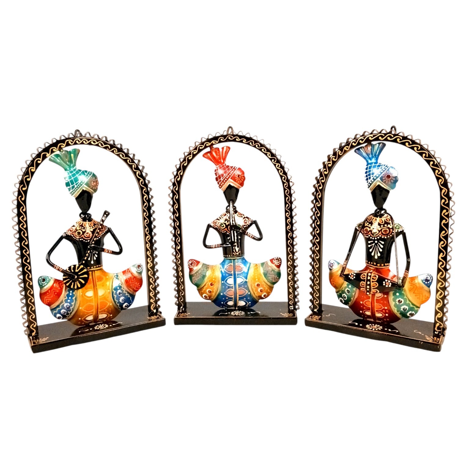 Musician Showpiece Set | Artistic Musician Figurines for Home Decor, Living Room, Table, Shelf & Office | Decorative Statue Set for Gifting - 10 Inch (Set Of 3) - Apkamart