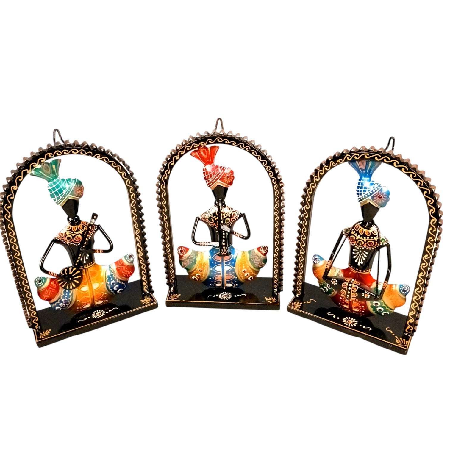 Musician Showpiece Set | Artistic Musician Figurines for Home Decor, Living Room, Table, Shelf & Office | Decorative Statue Set for Gifting - 10 Inch (Set Of 3) - Apkamart