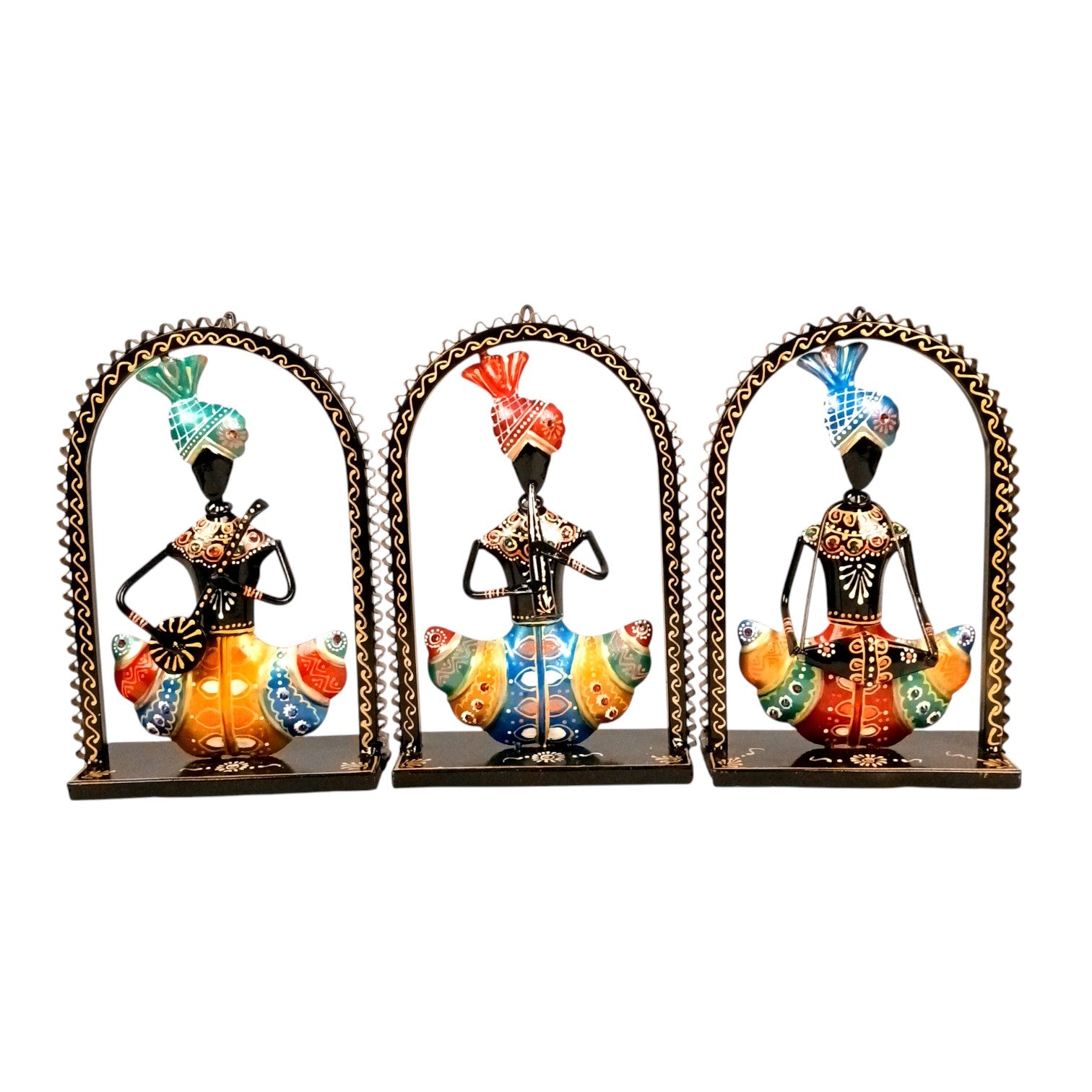 Musician Showpiece Set | Artistic Musician Figurines for Home Decor, Living Room, Table, Shelf & Office | Decorative Statue Set for Gifting - 10 Inch (Set Of 3) - Apkamart