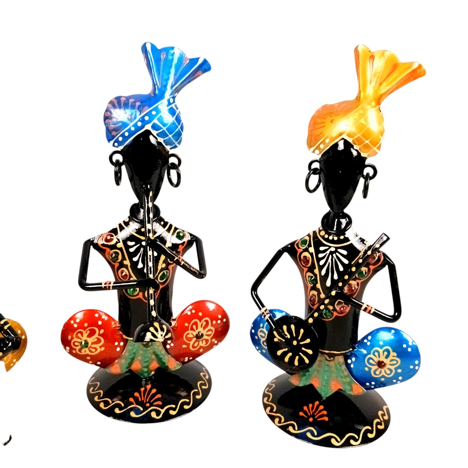 Musician Showpiece Set | Decorative Figurine for Home, Living Room & Office | Handcrafted Iron Statue & Table Showpiece for Gifting - 8 Inch (Set Of 3) - Apkamart