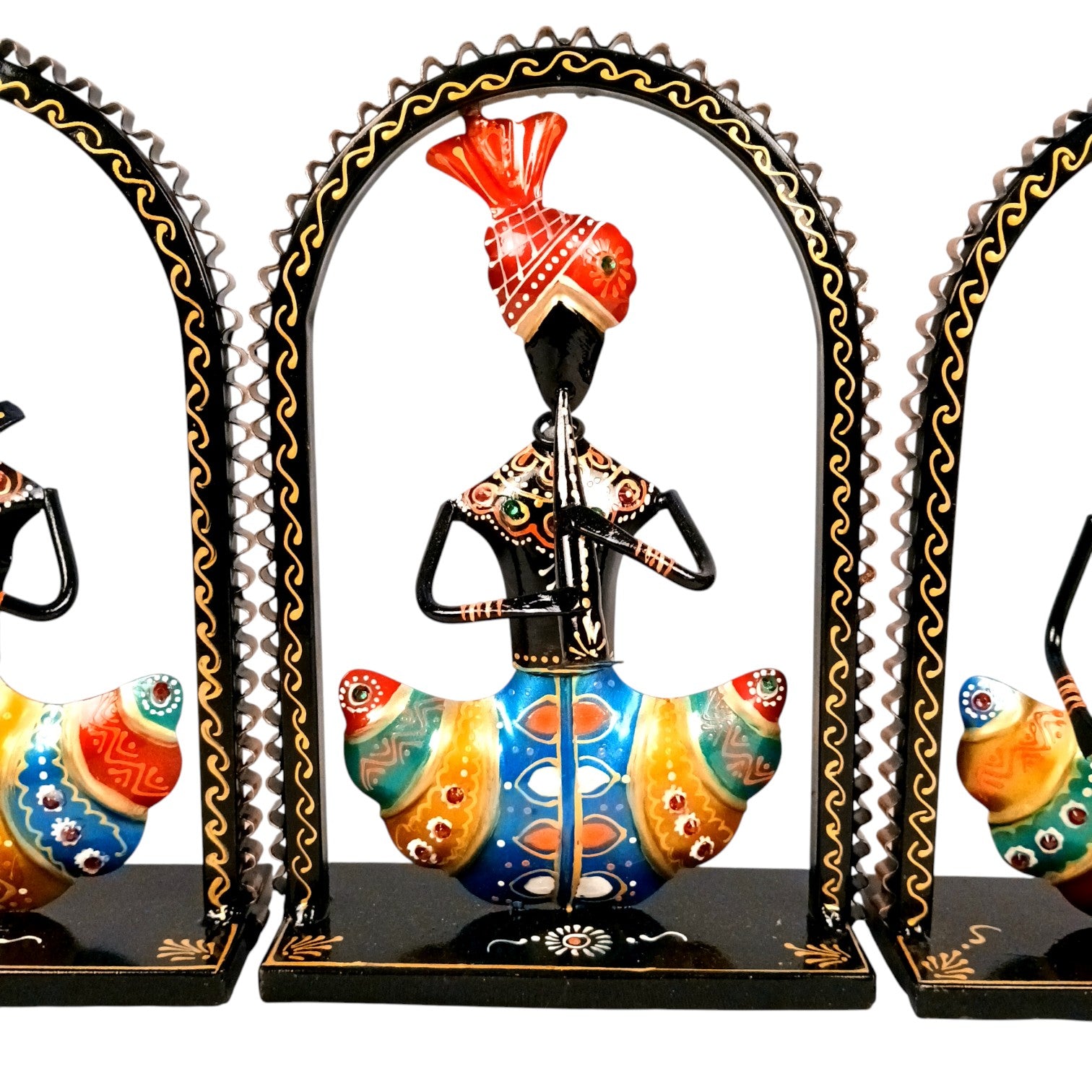 Musician Showpiece Set | Artistic Musician Figurines for Home Decor, Living Room, Table, Shelf & Office | Decorative Statue Set for Gifting - 10 Inch (Set Of 3) - Apkamart