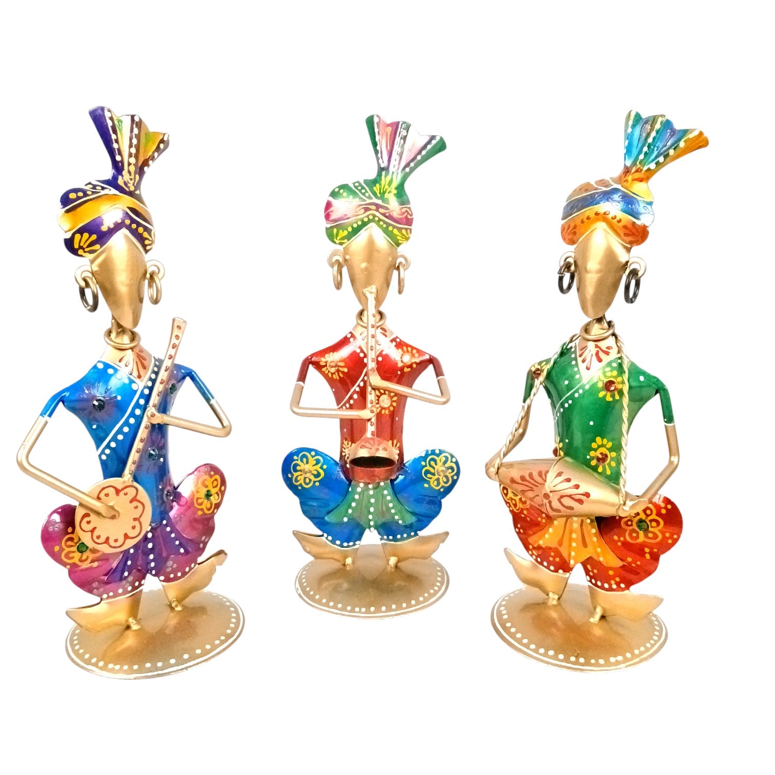 Musician Showpiece Set | Musical Figurines for Home Décor | Decorative Art Showpiece for Living Room, Table & Gifting - 8 Inch (Set Of 3) - Apkamart