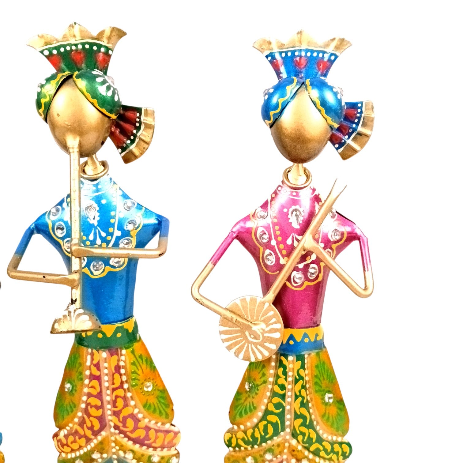 Musician Showpiece Set| Decorative Figurine for Home, Living Room & Office | Handcrafted Iron Statue & Table Showpiece for Gifting & Interior Decoration - 11 Inch (Set Of 3) - Apkamart