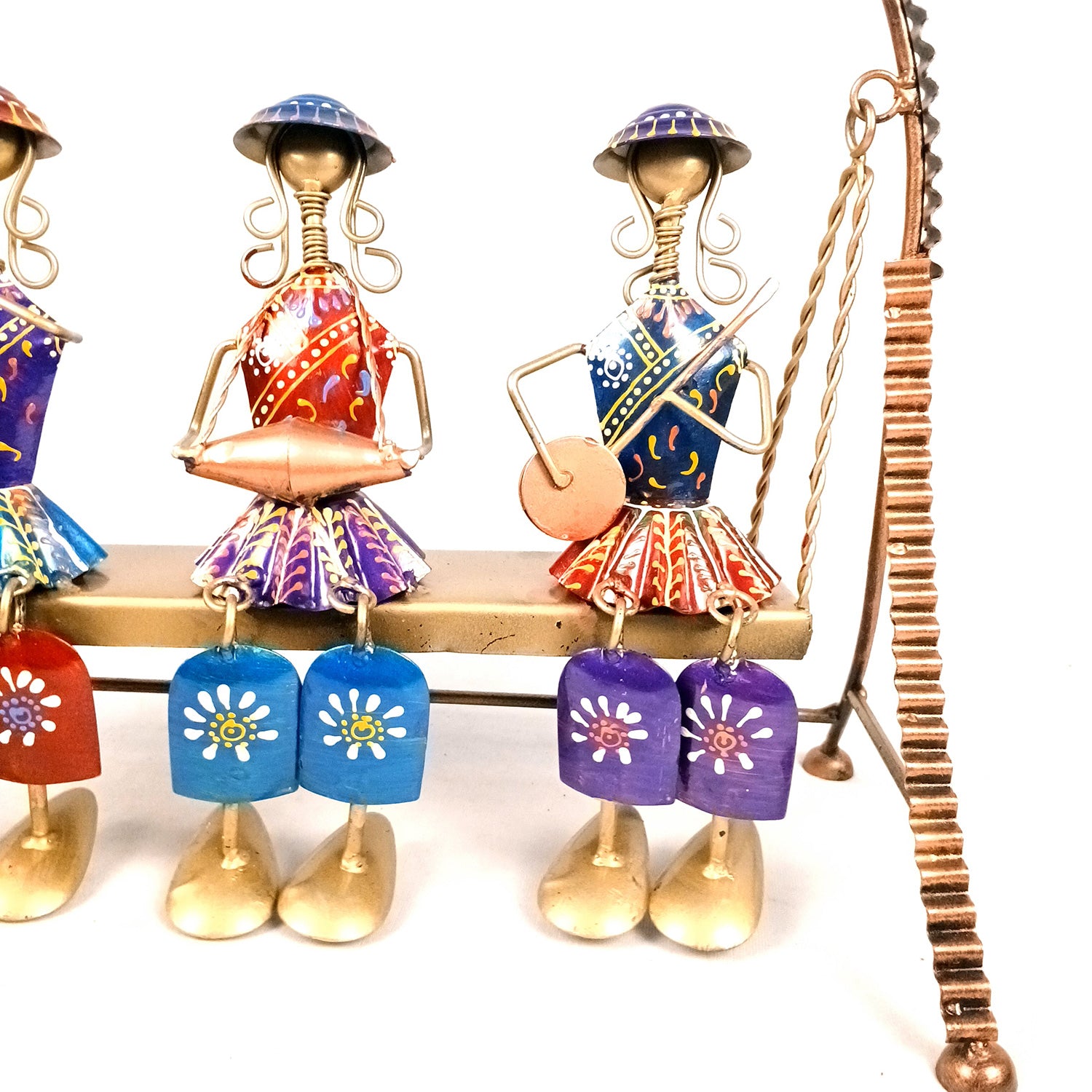 Musician Showpiece Sitting On Swing Design | Decorative Figurines With Hanging Legs - for Home, Bedroom, Living Room, Table Decor & Gifts - 15 Inch - Apkamart