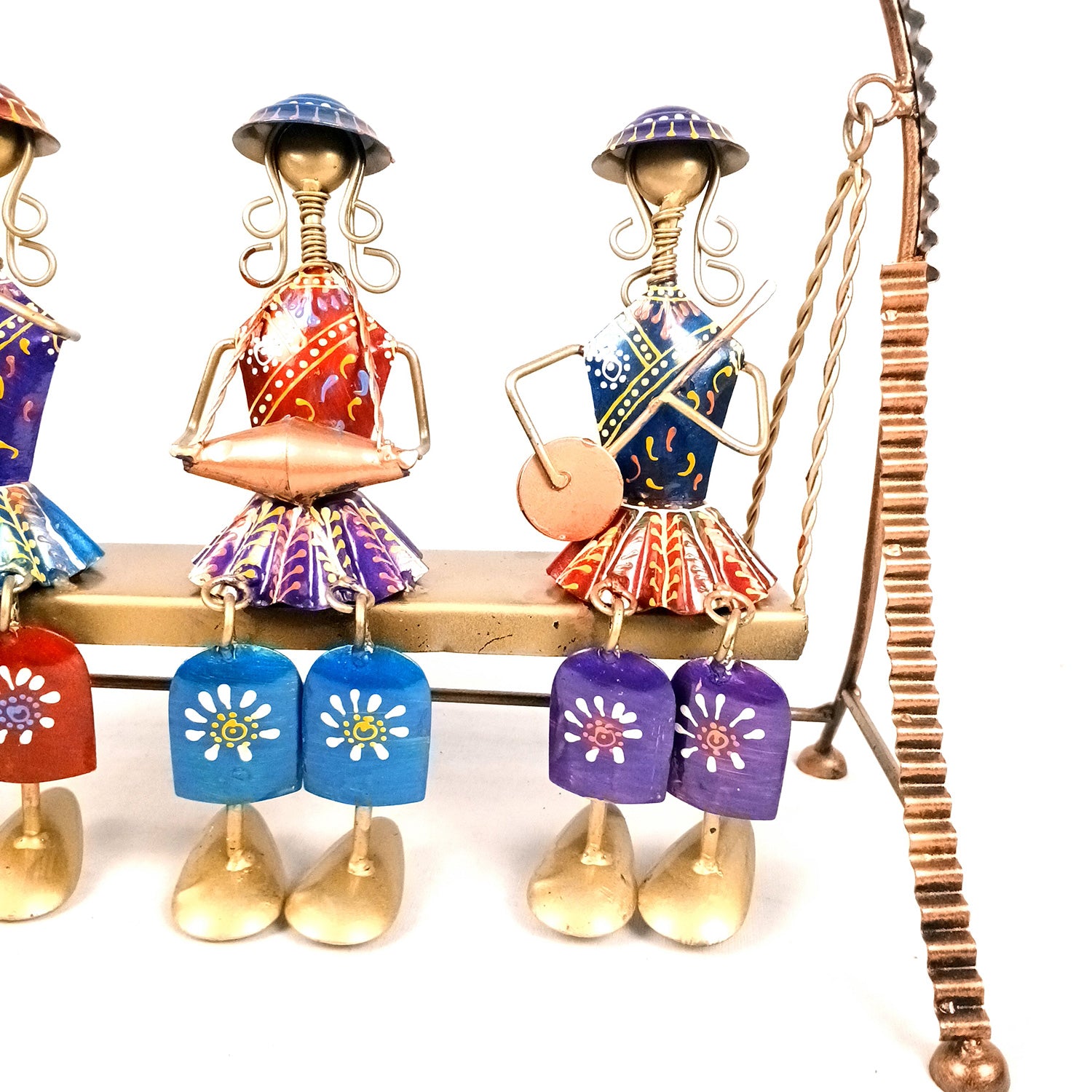 Musician Showpiece Sitting On Swing Design | Decorative Figurines With Hanging Legs - for Home, Bedroom, Living Room, Table Decor & Gifts - 15 Inch - Apkamart