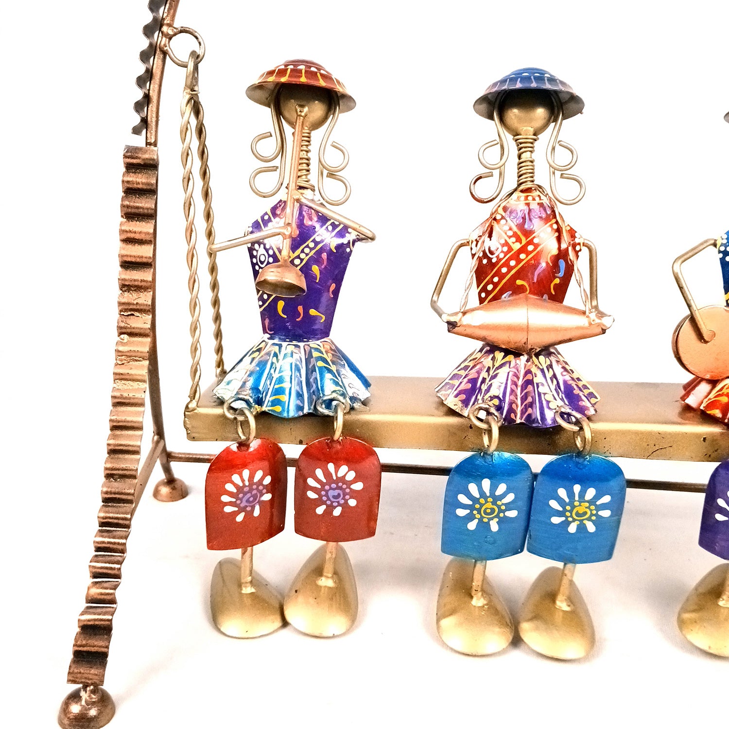 Musician Showpiece Sitting On Swing Design | Decorative Figurines With Hanging Legs - for Home, Bedroom, Living Room, Table Decor & Gifts - 15 Inch - Apkamart