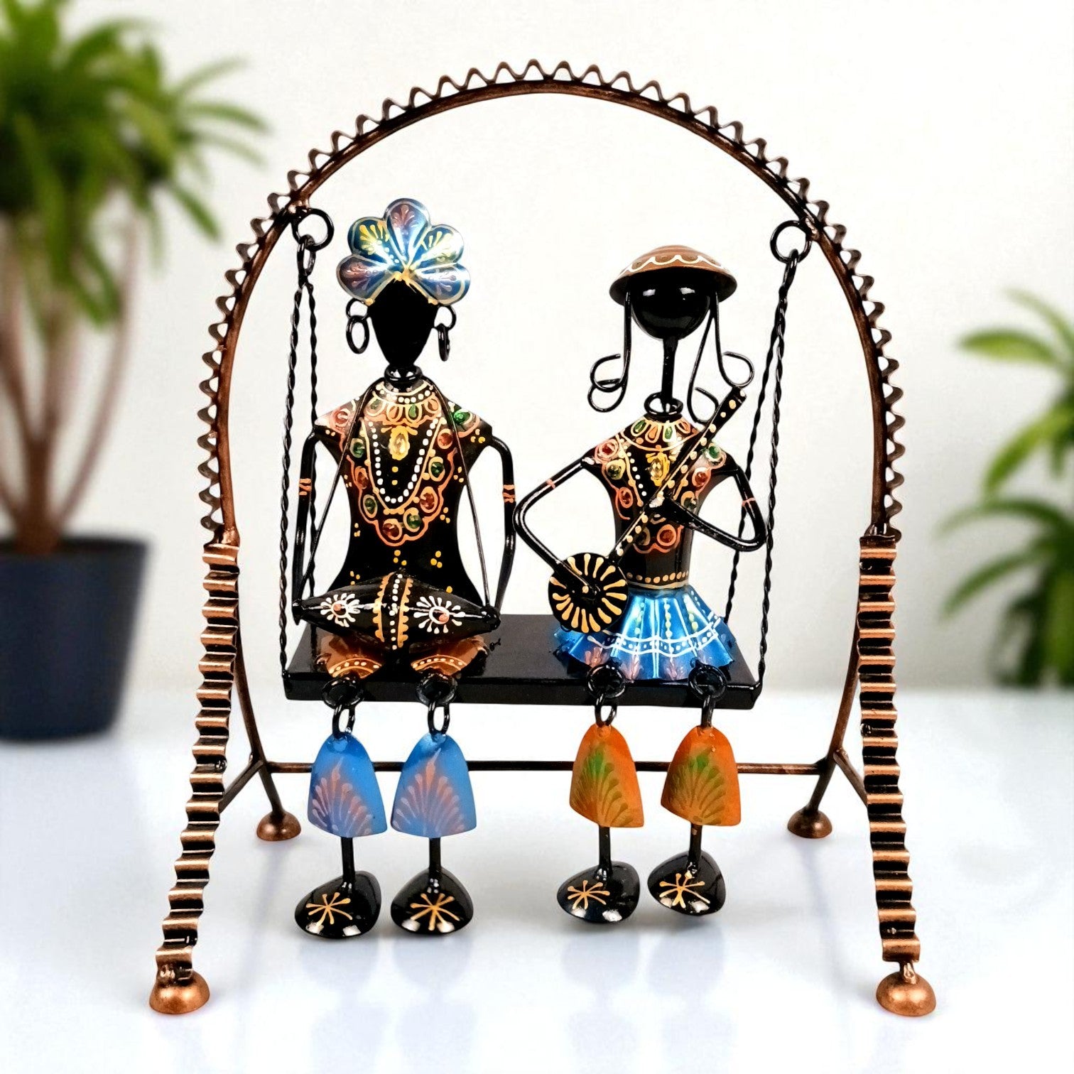 Musician on Swing Showpiece | Decorative Musician Figurine for Home Decor, Living Room, Office & Gifting | Swing Statue for Table, Shelf & Festive Decoration - 12 Inch - Apkamart