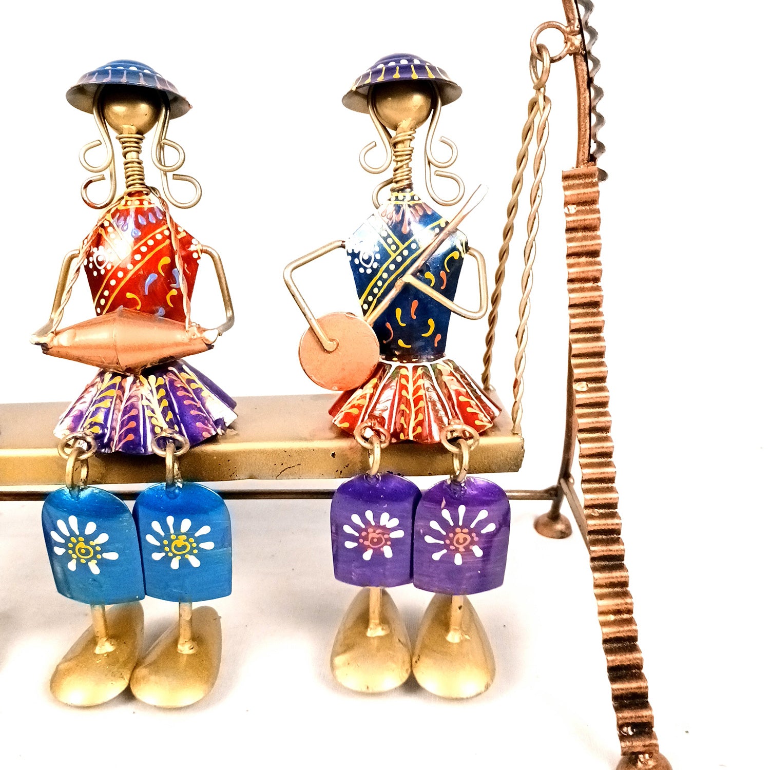 Musician Showpiece Sitting On Swing Design | Decorative Figurines With Hanging Legs - for Home, Bedroom, Living Room, Table Decor & Gifts - 15 Inch - Apkamart