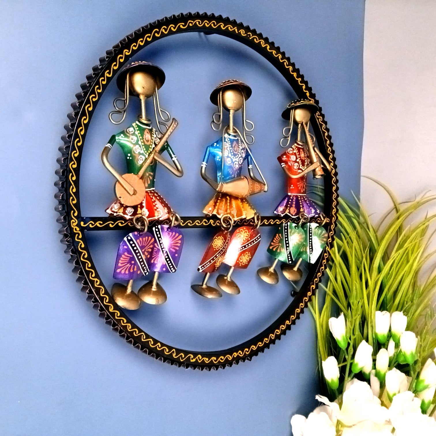 Musician Wall Hanging | Decorative Wall Art Showpiece | Wall Decor for Living Room, Entrance, Home & Office Decoration | Traditional Wall Hanging Gift - 15 Inch - Apkamart