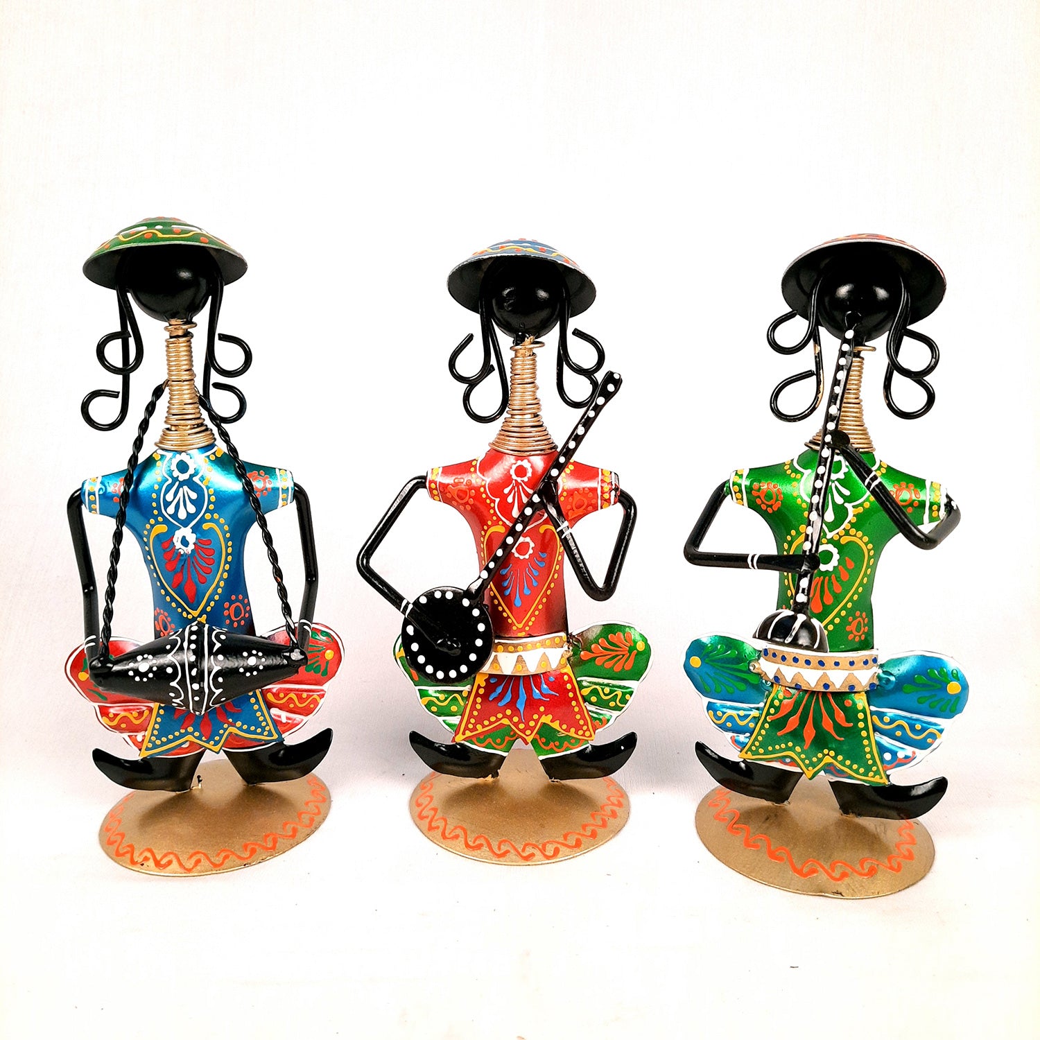Decorative Musician-Human Figurines Table Decor - 9 Inch (Set of 3)-Apkamart #color_Black