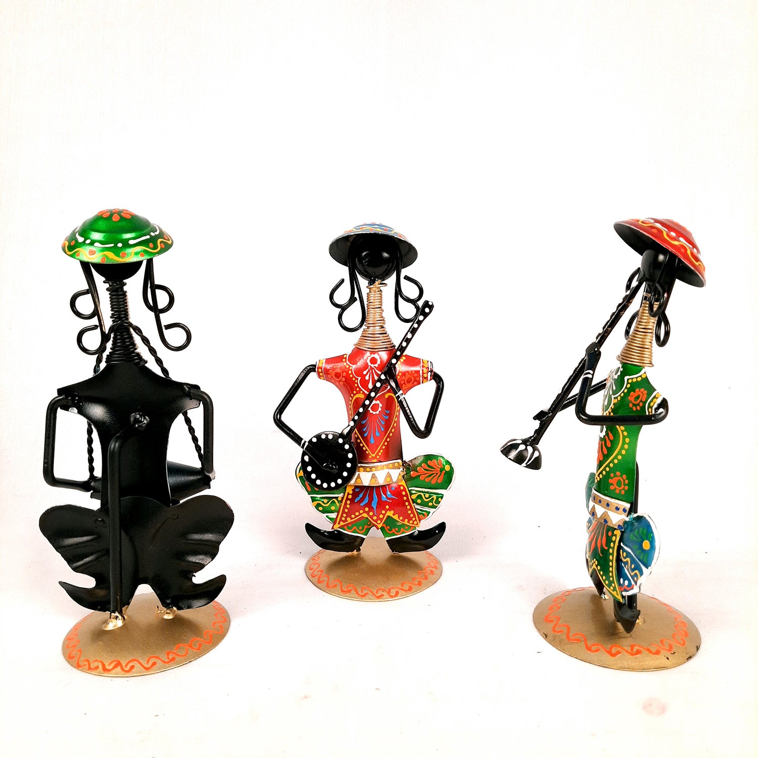 Decorative Musician-Human Figurines Table Decor - 9 Inch (Set of 3)-Apkamart #color_Black