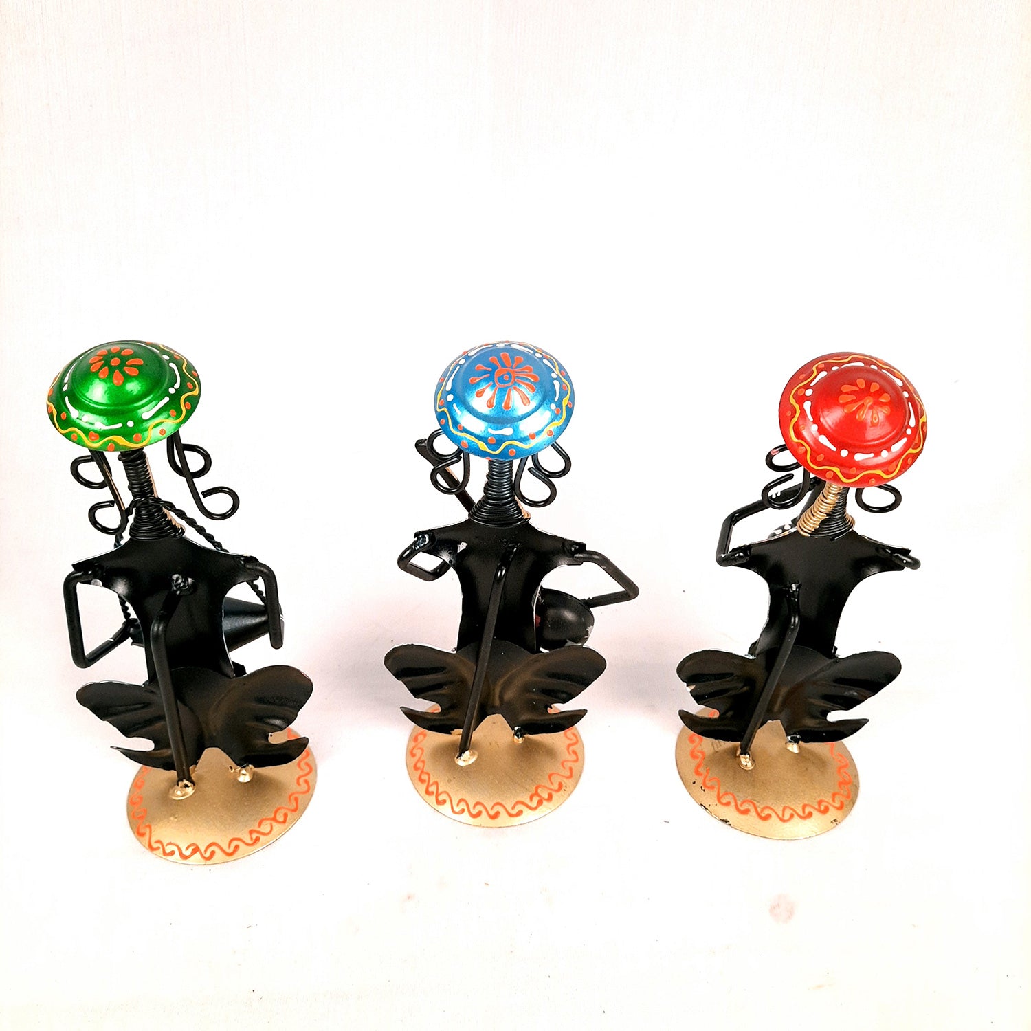 Decorative Musician-Human Figurines Table Decor - 9 Inch (Set of 3)-Apkamart #color_Black