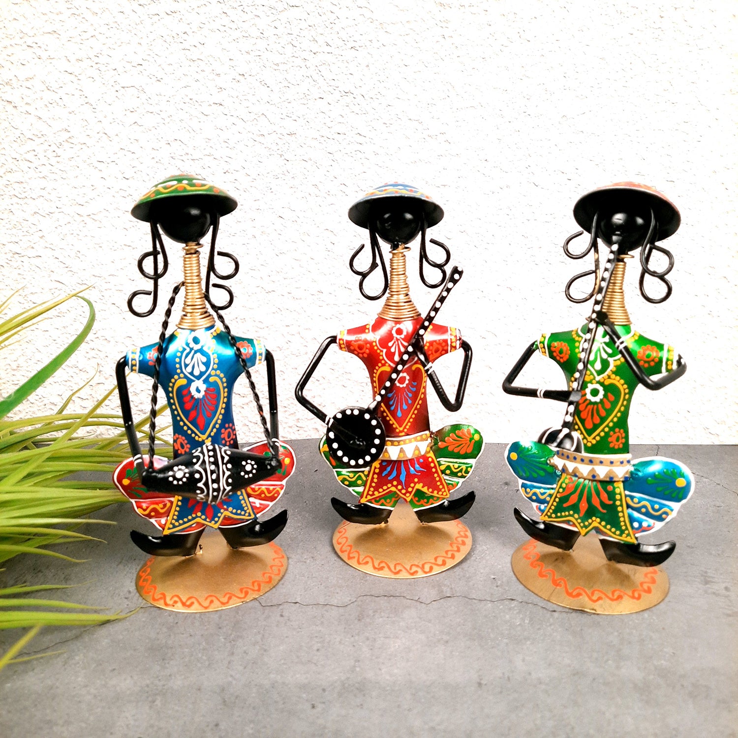 Decorative Musician-Human Figurines Table Decor - 9 Inch (Set of 3)-Apkamart #color_Black