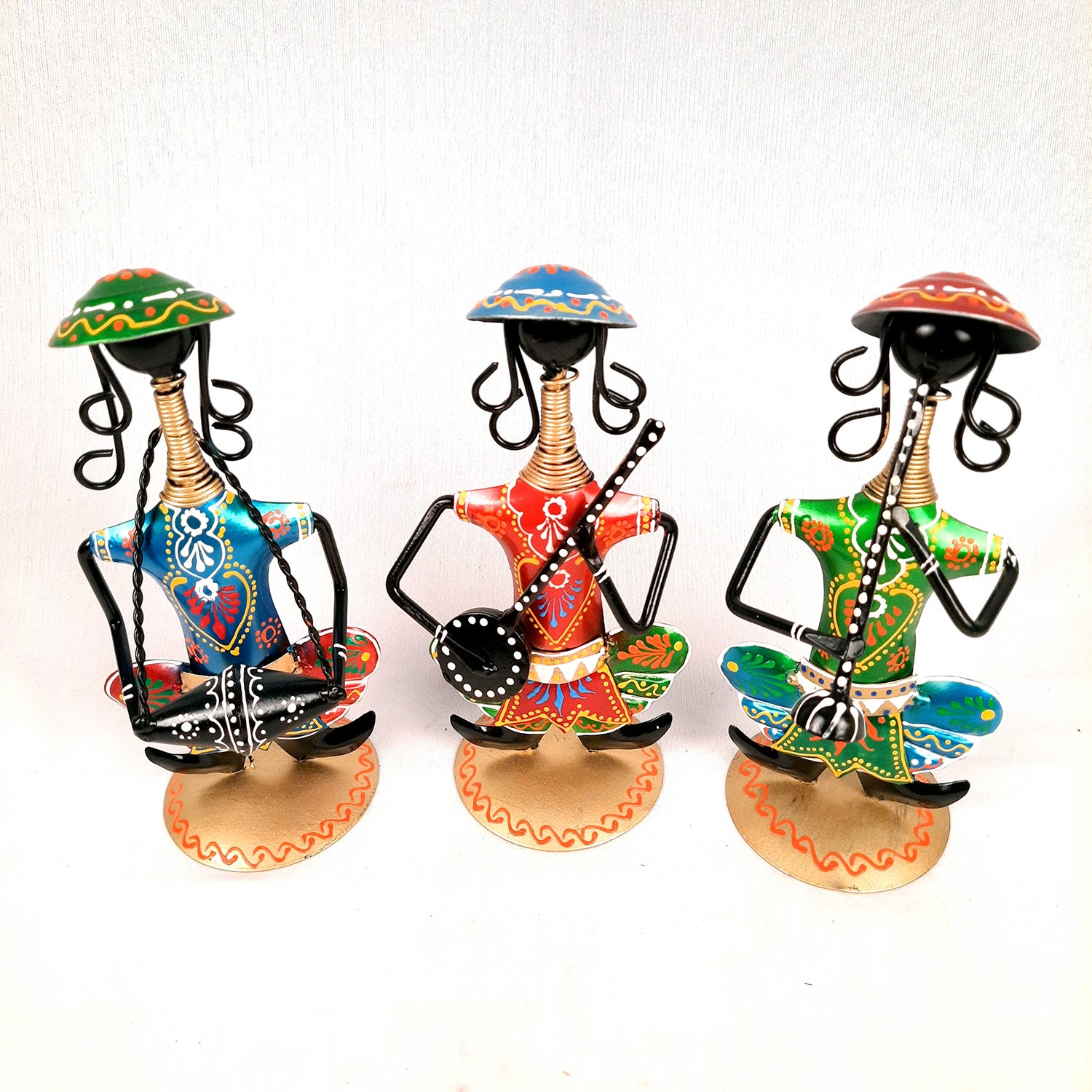 Decorative Musician-Human Figurines Table Decor - 9 Inch (Set of 3)-Apkamart #color_Black