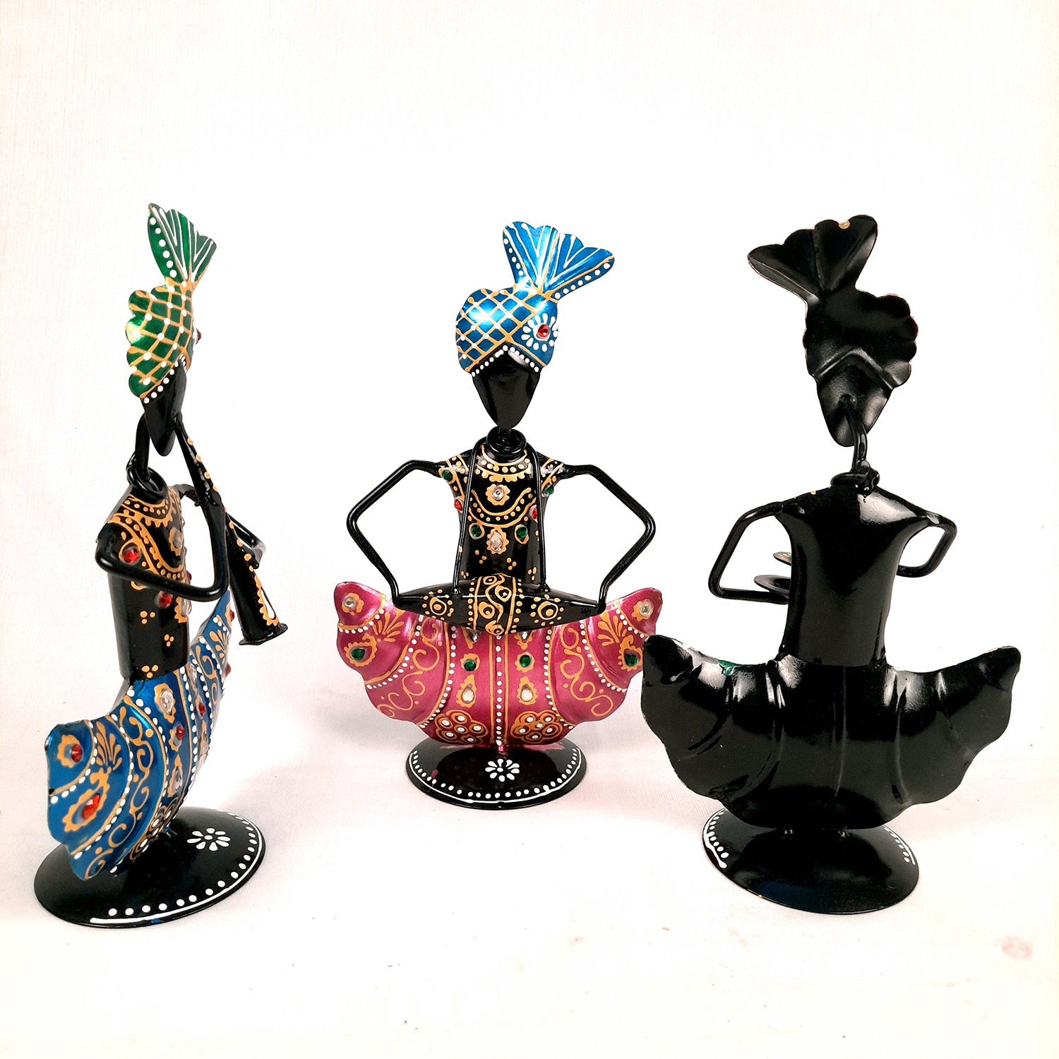 Pagdi Musician Human Figurines Showpiece - for Side Table Decoration - 8 inch-Apkamart #color_Black