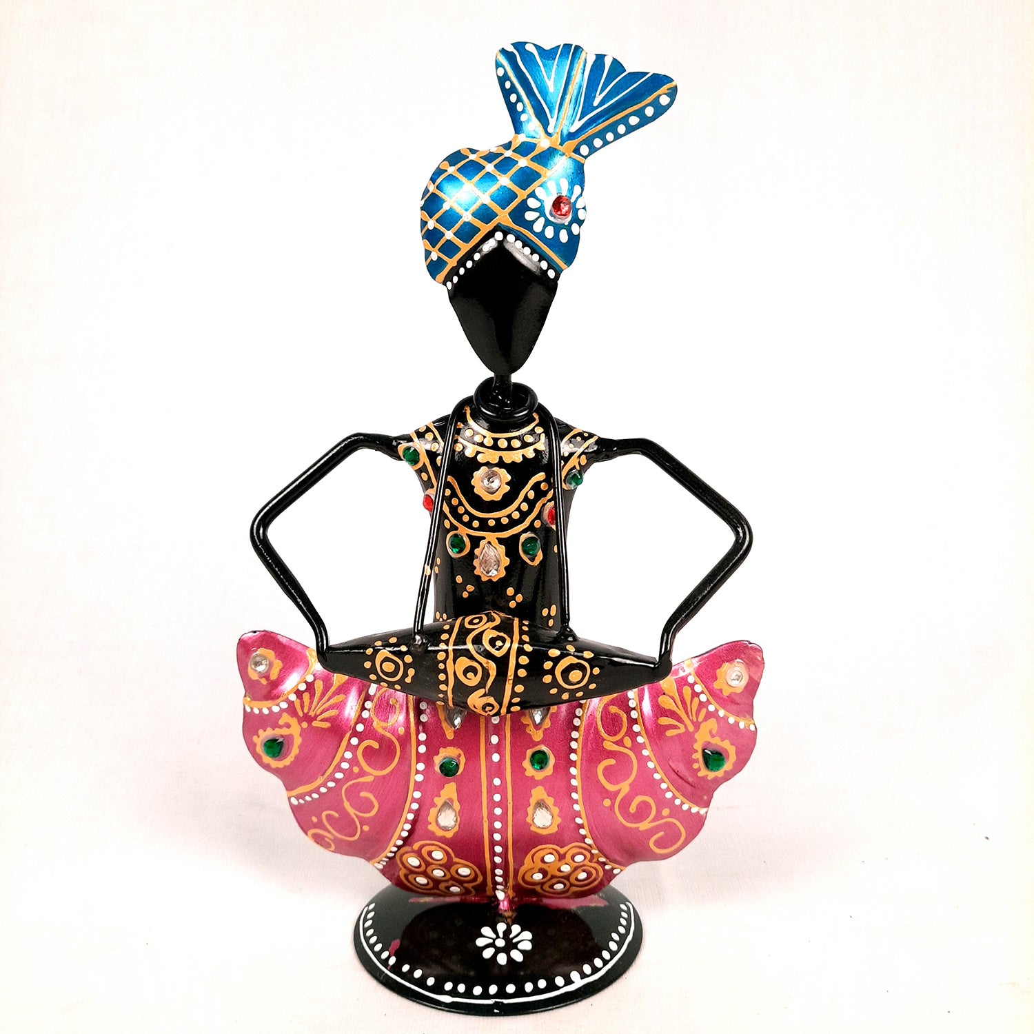 Pagdi Musician Human Figurines Showpiece - for Side Table Decoration - 8 inch-Apkamart #color_Black