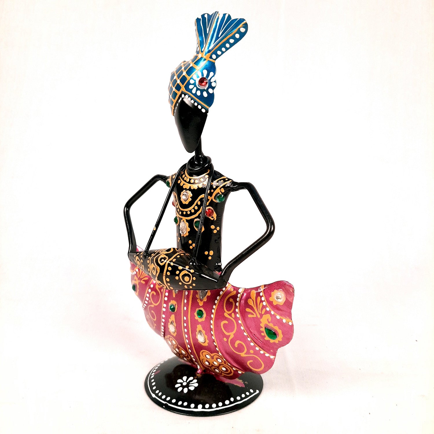 Pagdi Musician Human Figurines Showpiece - for Side Table Decoration - 8 inch-Apkamart #color_Black