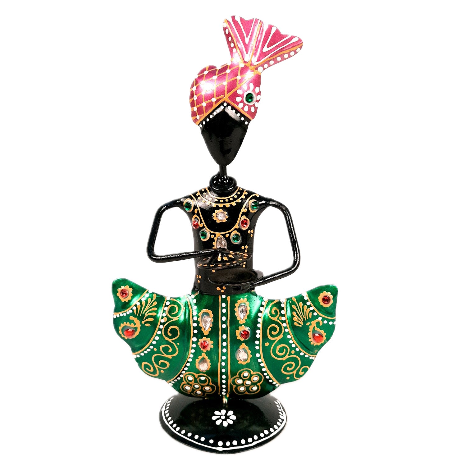 Pagdi Musician Human Figurines Showpiece - for Side Table Decoration - 8 inch-Apkamart #color_Black