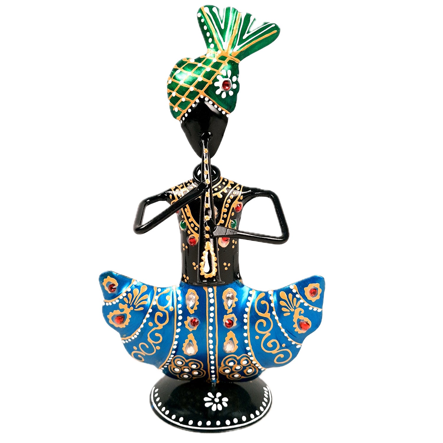 Pagdi Musician Human Figurines Showpiece - for Side Table Decoration - 8 inch-Apkamart #color_Black