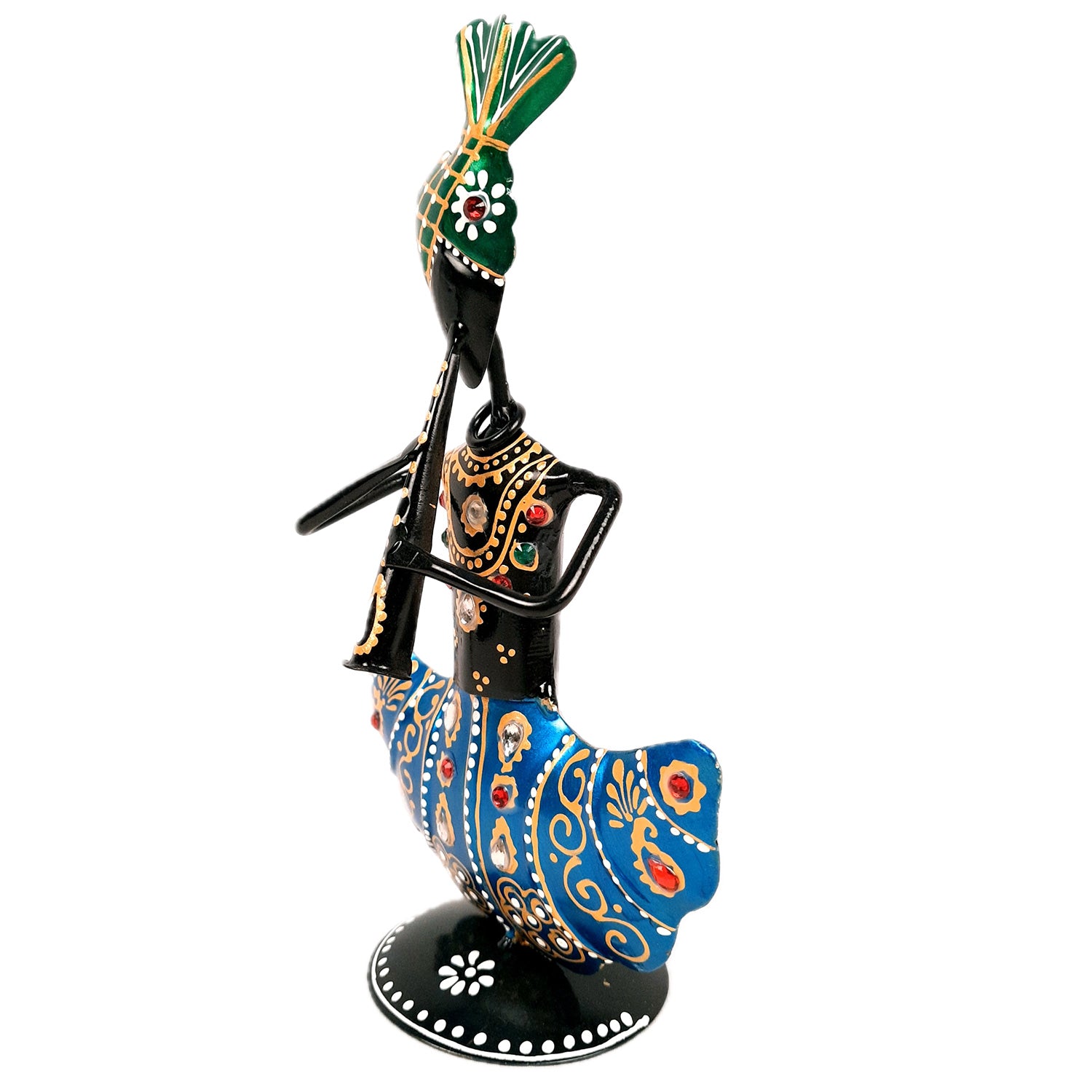 Pagdi Musician Human Figurines Showpiece - for Side Table Decoration - 8 inch-Apkamart #color_Black