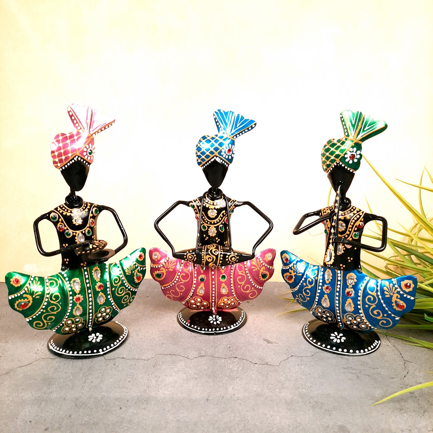 Pagdi Musician Human Figurines Showpiece - for Side Table Decoration - 8 inch-Apkamart #color_Black