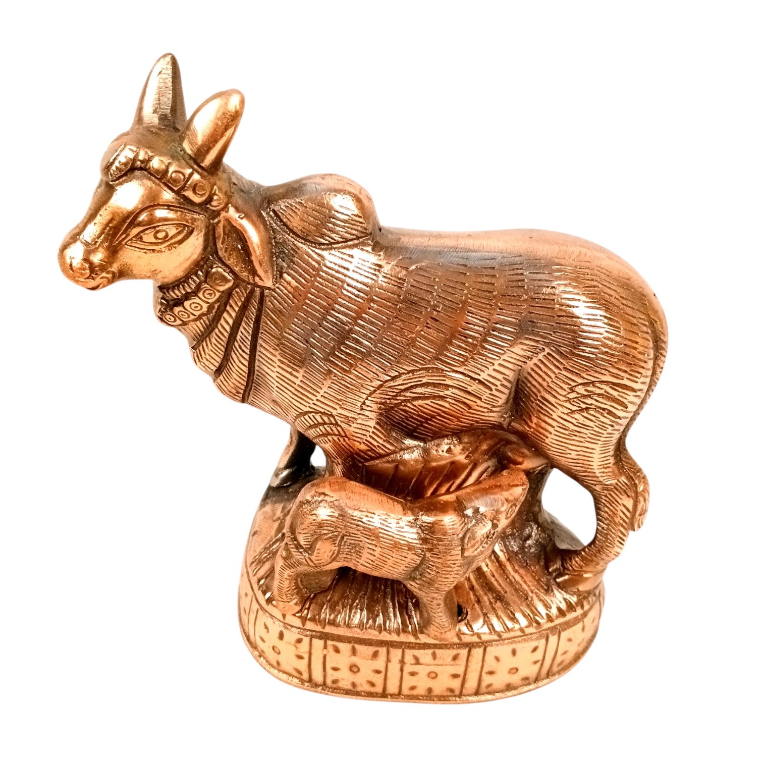 Cow Statue for Home Decor | Holy Cow & Calf Idol | Decorative Cow Figurine for Pooja Room, Living Room & Gifting - 10 Inch - Apkamart