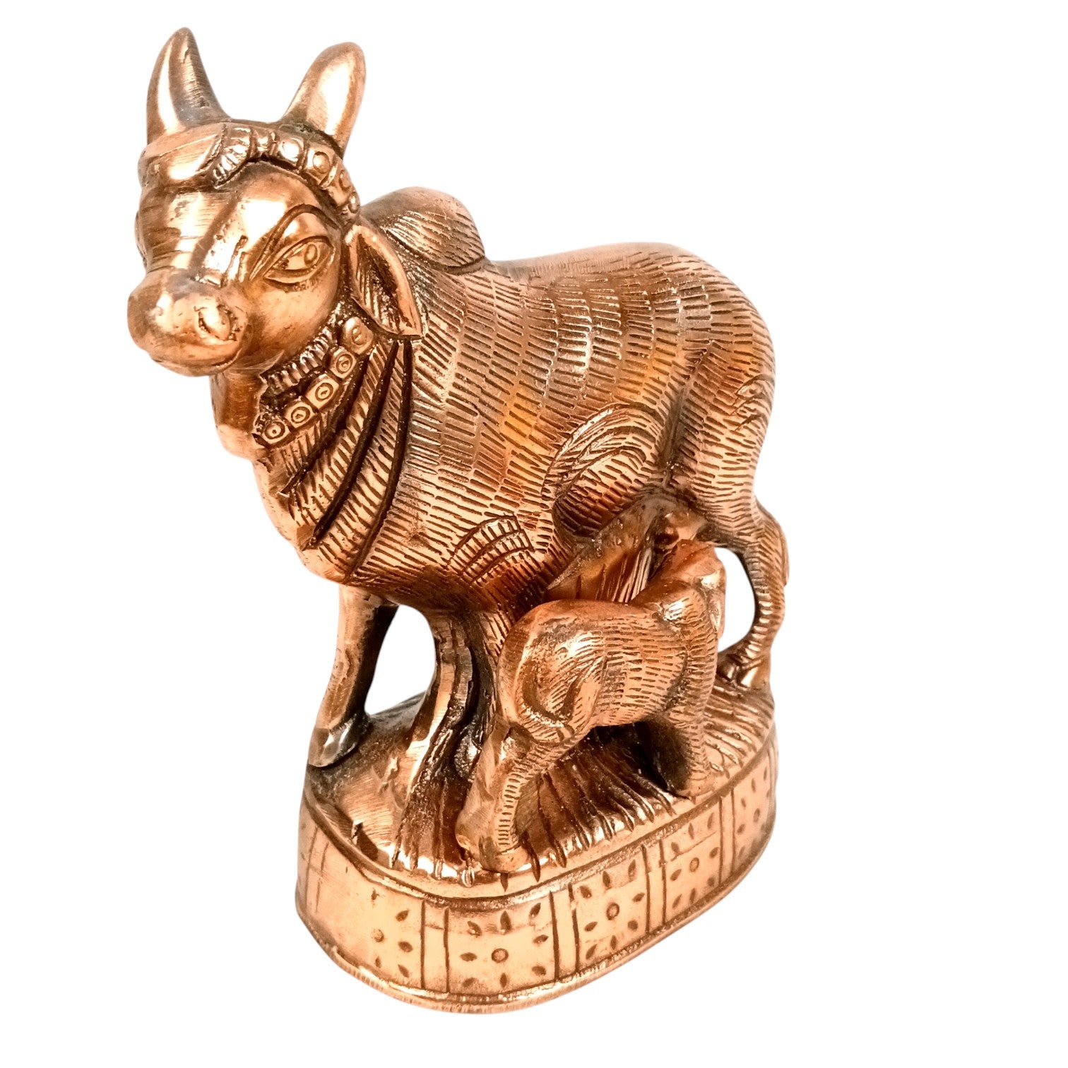 Cow Statue for Home Decor | Holy Cow & Calf Idol | Decorative Cow Figurine for Pooja Room, Living Room & Gifting - 10 Inch - Apkamart