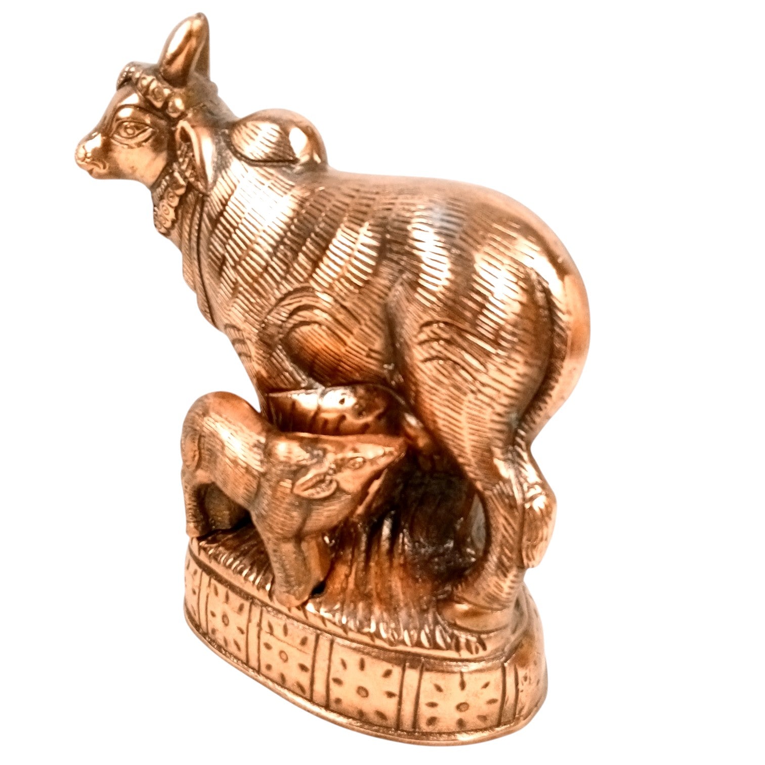 Cow Statue for Home Decor | Holy Cow & Calf Idol | Decorative Cow Figurine for Pooja Room, Living Room & Gifting - 10 Inch - Apkamart