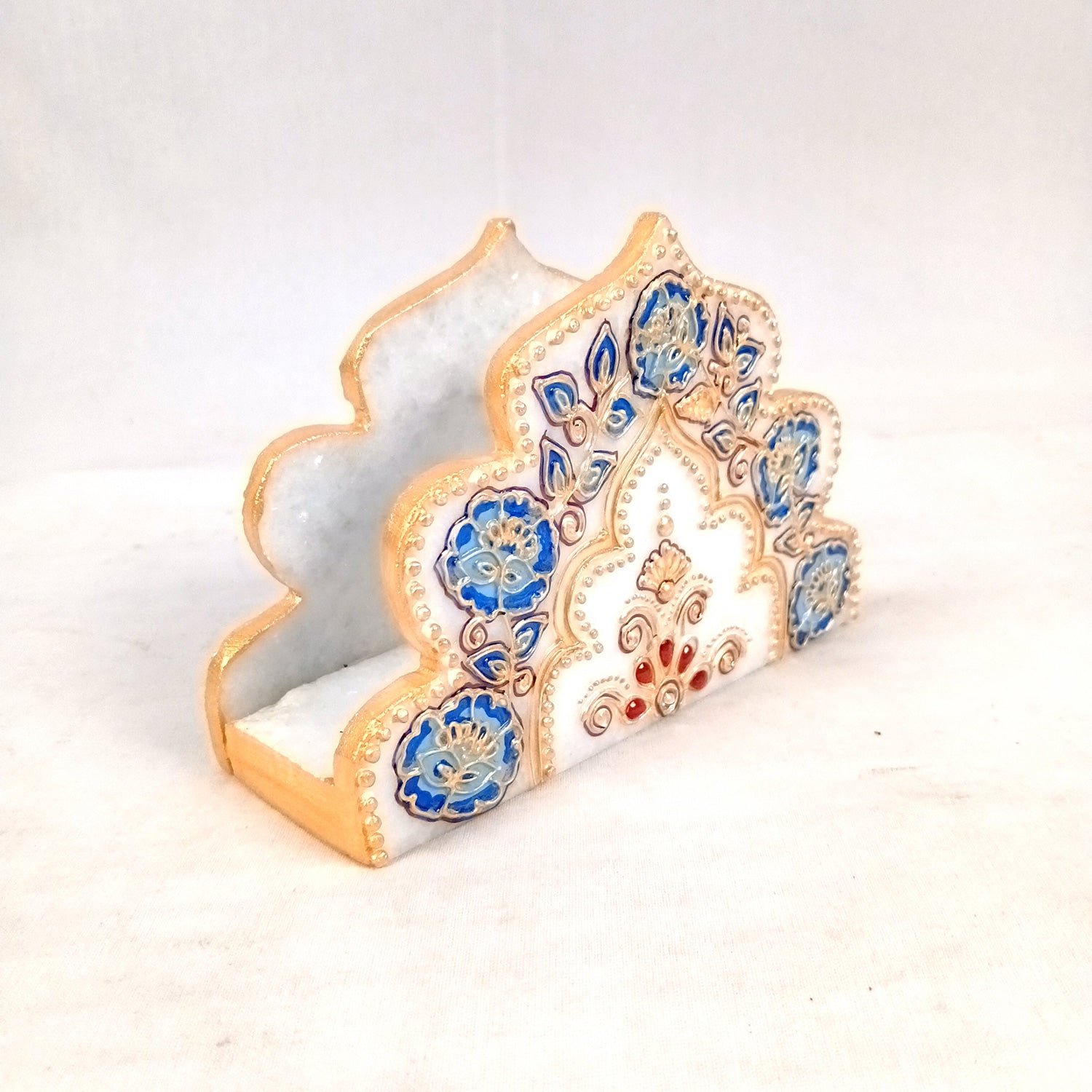 Napkin Holder Marble | Handcrafted Tissue Paper Stands Cum Dispenser with Rich Handwork - for Home, Dining Table, Kitchen, and Home Decor - 6 Inch - Apkamart