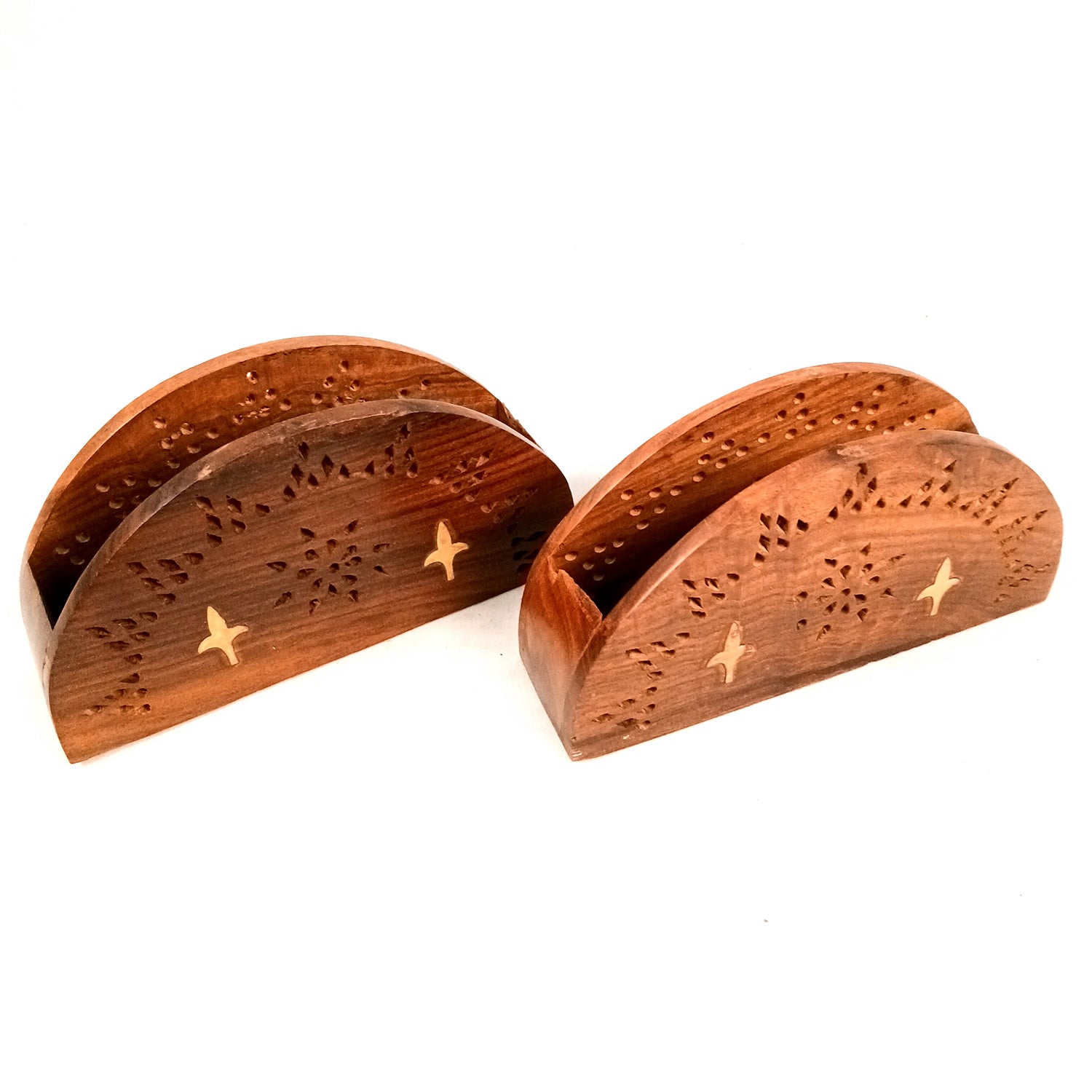 Napkin Holder | Wooden Tissue Paper Stand | Tissue Dispenser Holders - For Home, Dining Table, Kitchen, Bathroom | Office Desk Organiser & Stands - 8 Inch (Pack Of 2) - Apkamart