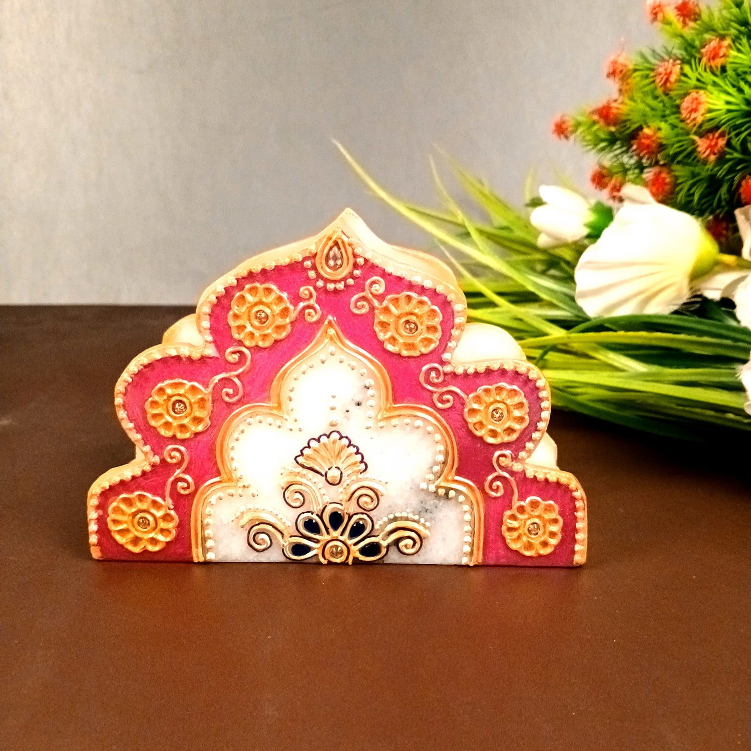 Marble Napkin Holder | Tissue Paper Stand Handcrafted | Tissue Dispenser for Home, Dining, Kitchen, and Center Table Decoration - 6 Inch - Apkamart