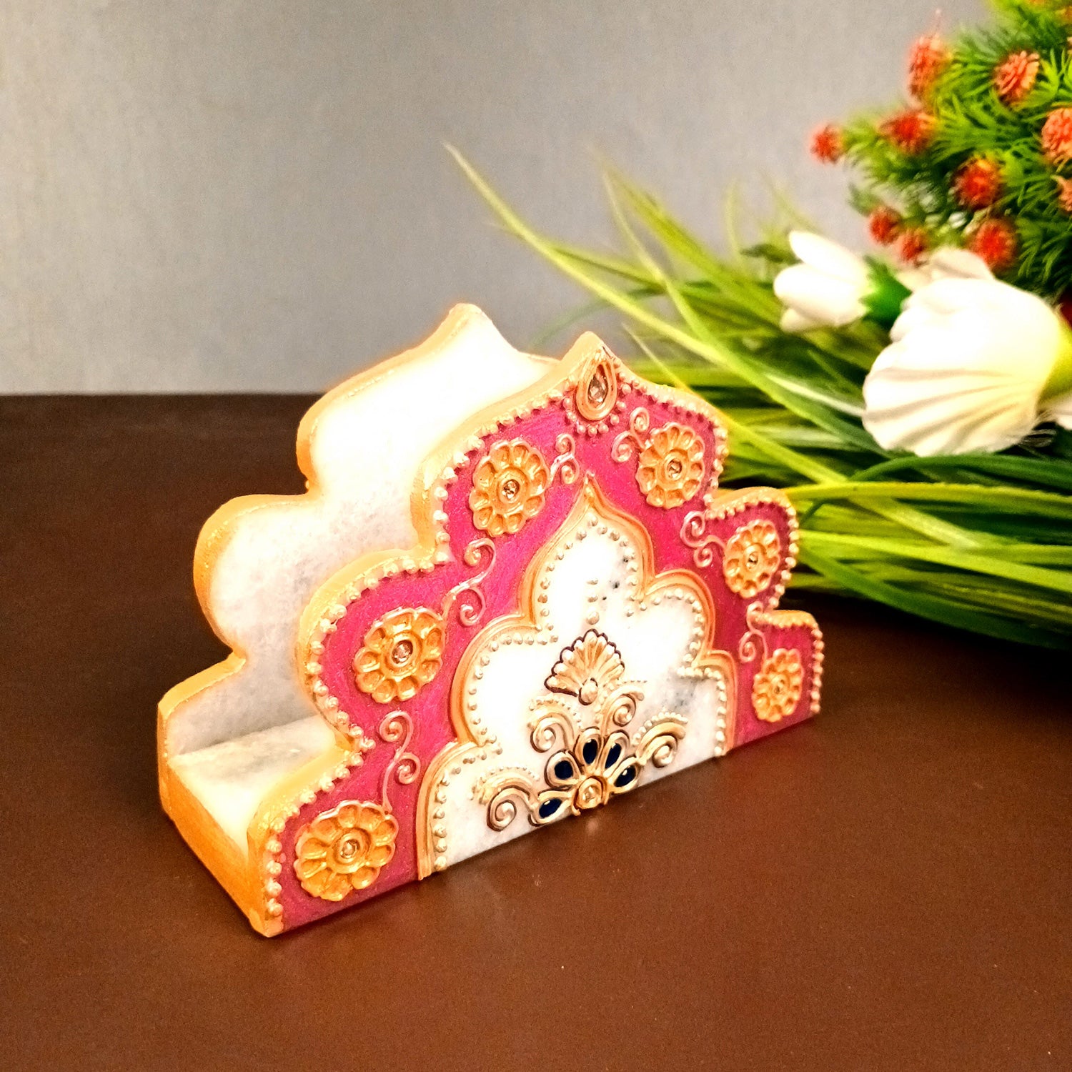 Marble Napkin Holder | Tissue Paper Stand Handcrafted | Tissue Dispenser for Home, Dining, Kitchen, and Center Table Decoration - 6 Inch - Apkamart