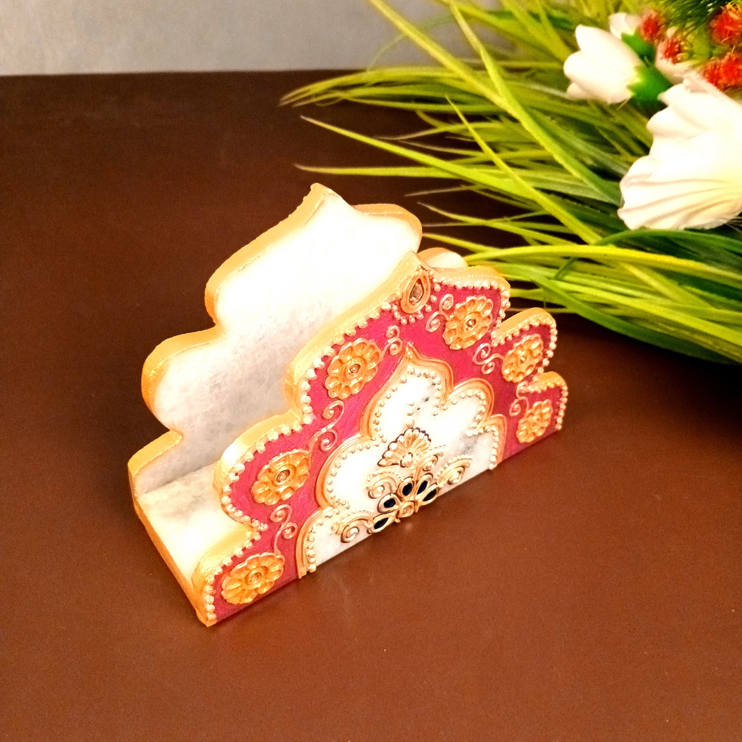 Marble Napkin Holder | Tissue Paper Stand Handcrafted | Tissue Dispenser for Home, Dining, Kitchen, and Center Table Decoration - 6 Inch - Apkamart