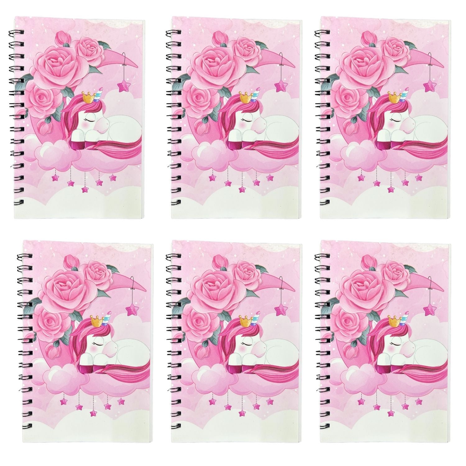 Spiral Note Book Single Line | A6 Size Note Book (60 Pages) - For Kids, Students & Return Gifts - Apkamart #Style_pack Of 6