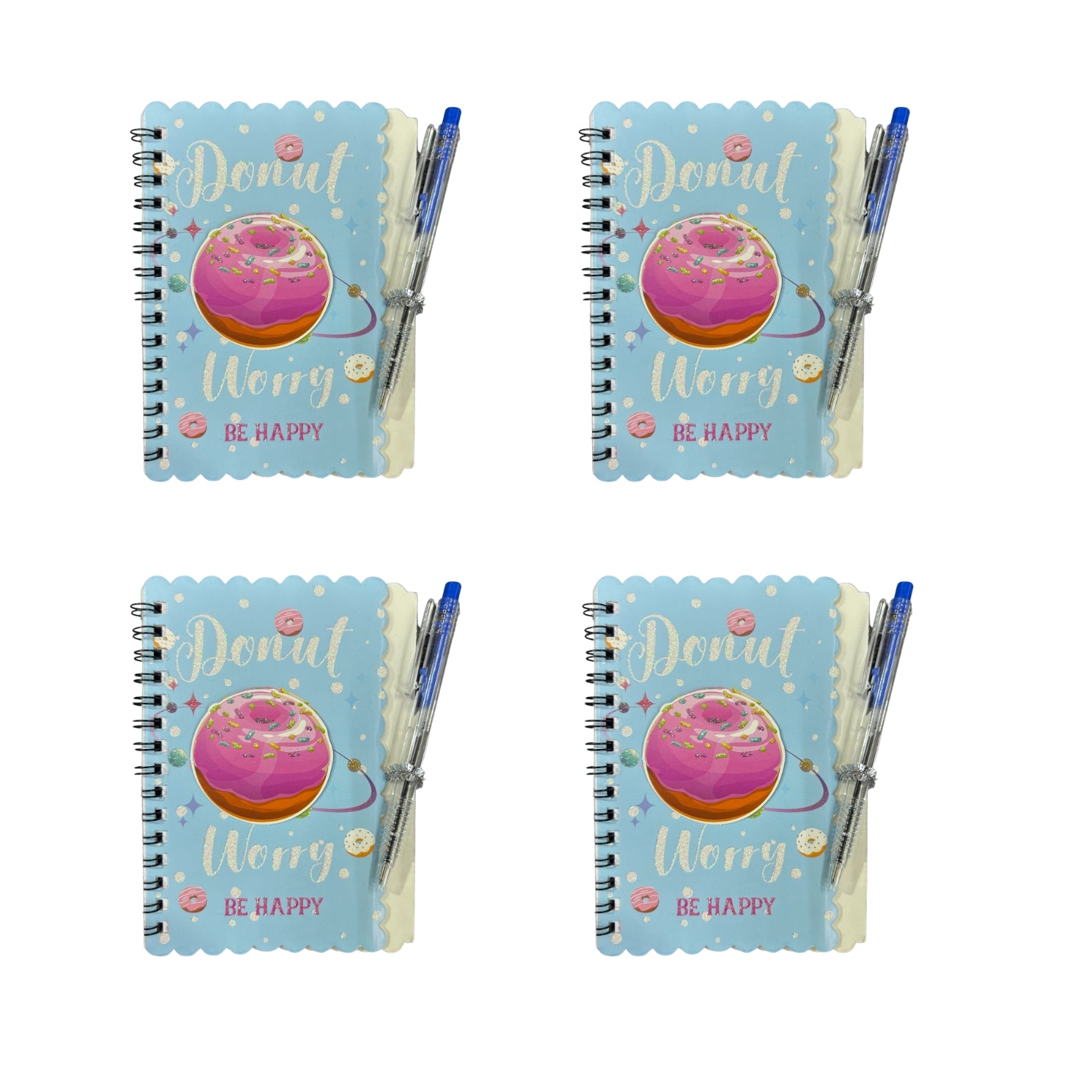 Colorful Spiral Note Book Single Line | Note Book with Pen (30 Pages) - For Kids, Students & Return Gifts - Apkamart #Style_Pack Of 4