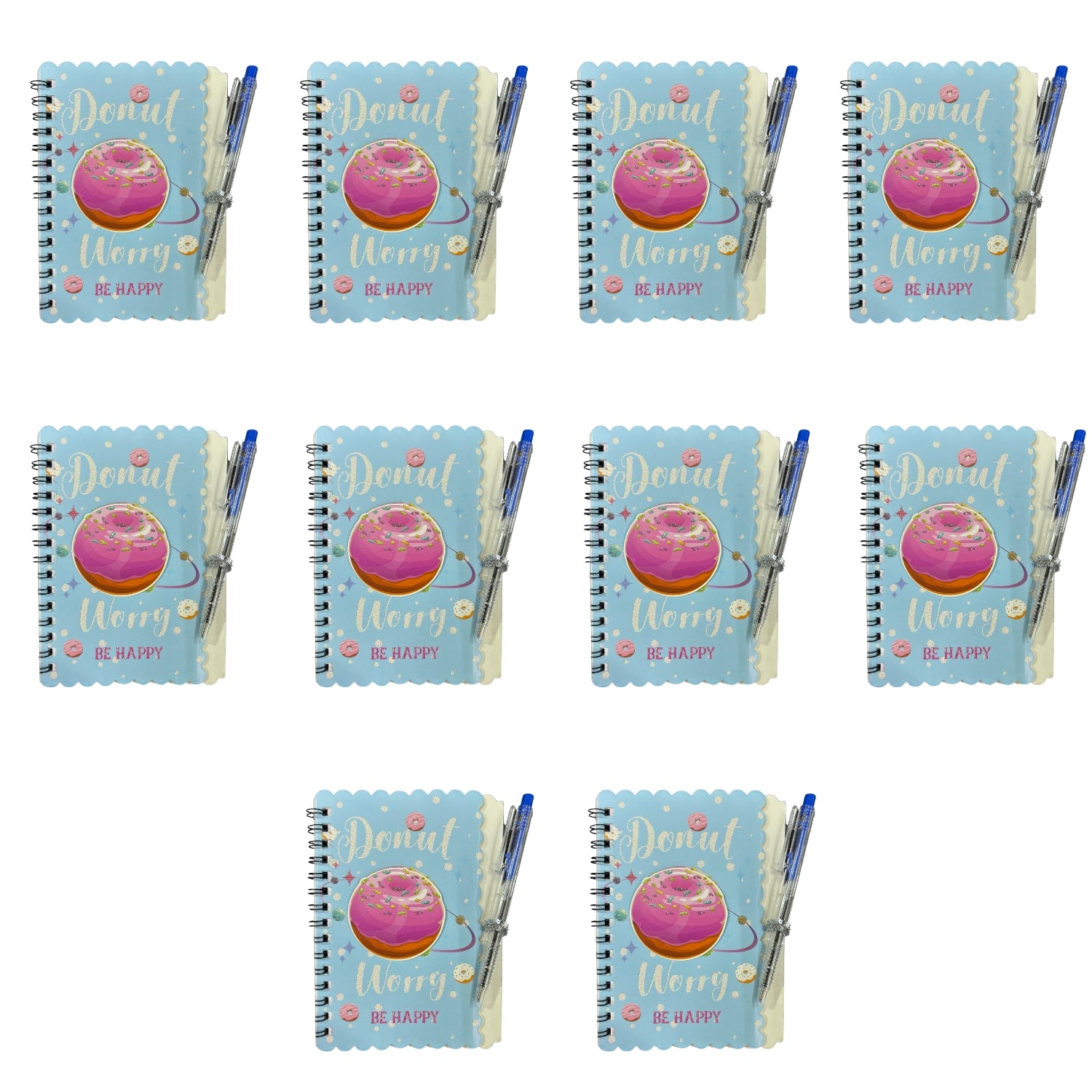 Colorful Spiral Note Book Single Line | Note Book with Pen (30 Pages) - For Kids, Students & Return Gifts - Apkamart #Style_Pack Of 10