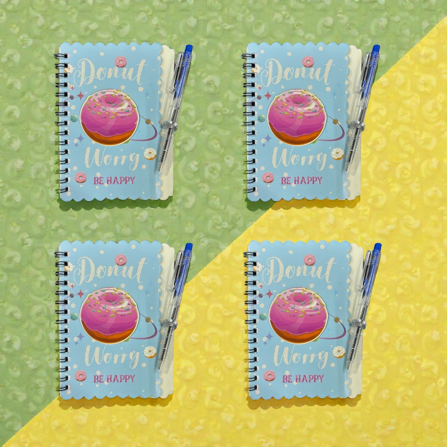 Colorful Spiral Note Book Single Line | Note Book with Pen (30 Pages) - For Kids, Students & Return Gifts - Apkamart #Style_Pack Of 4