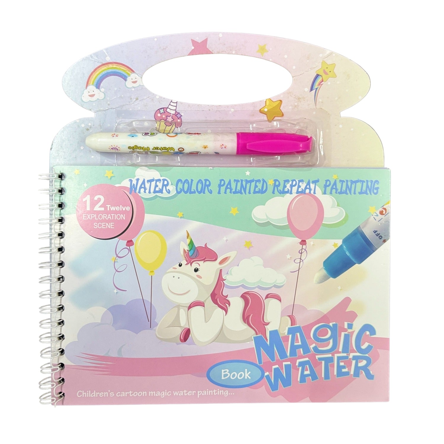 Magic Book Quick Dry Water Drawing Book Reusable Doodle Diary Notebook with Magic Pen for Kids Learning Painting Coloring Activity Return Gift - 6 Inch - Apkamart