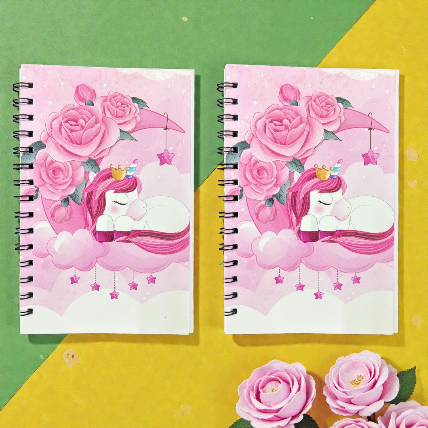 Spiral Note Book Single Line | A6 Size Note Book (60 Pages) - For Kids, Students & Return Gifts - Apkamart #Style_pack Of 2