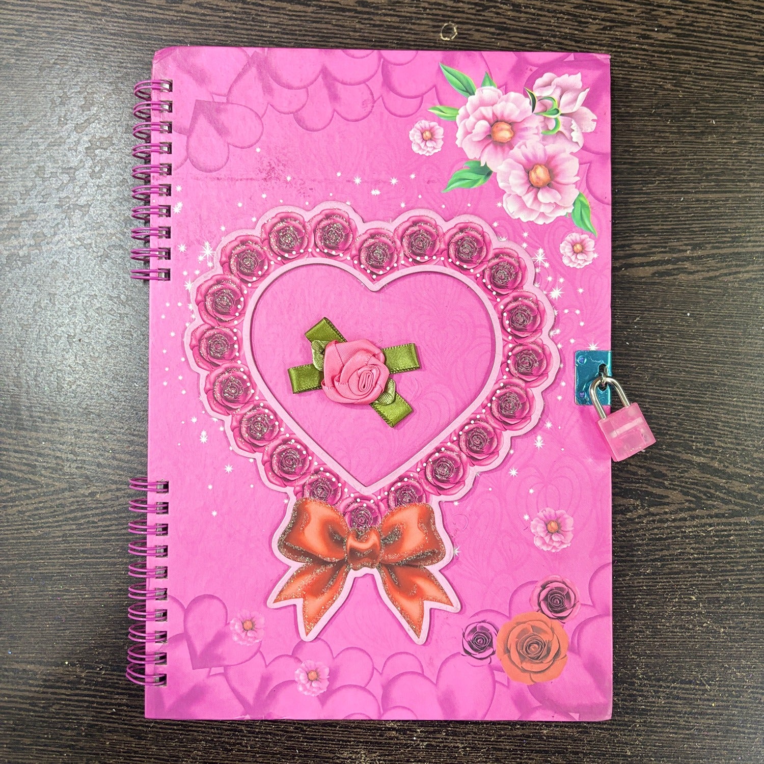 Heart Design Note Book with Lock Diary for Kids Secure Journal Creative Writing Pad Ideal Return Gift for Children - 9 Inch - Apkamart