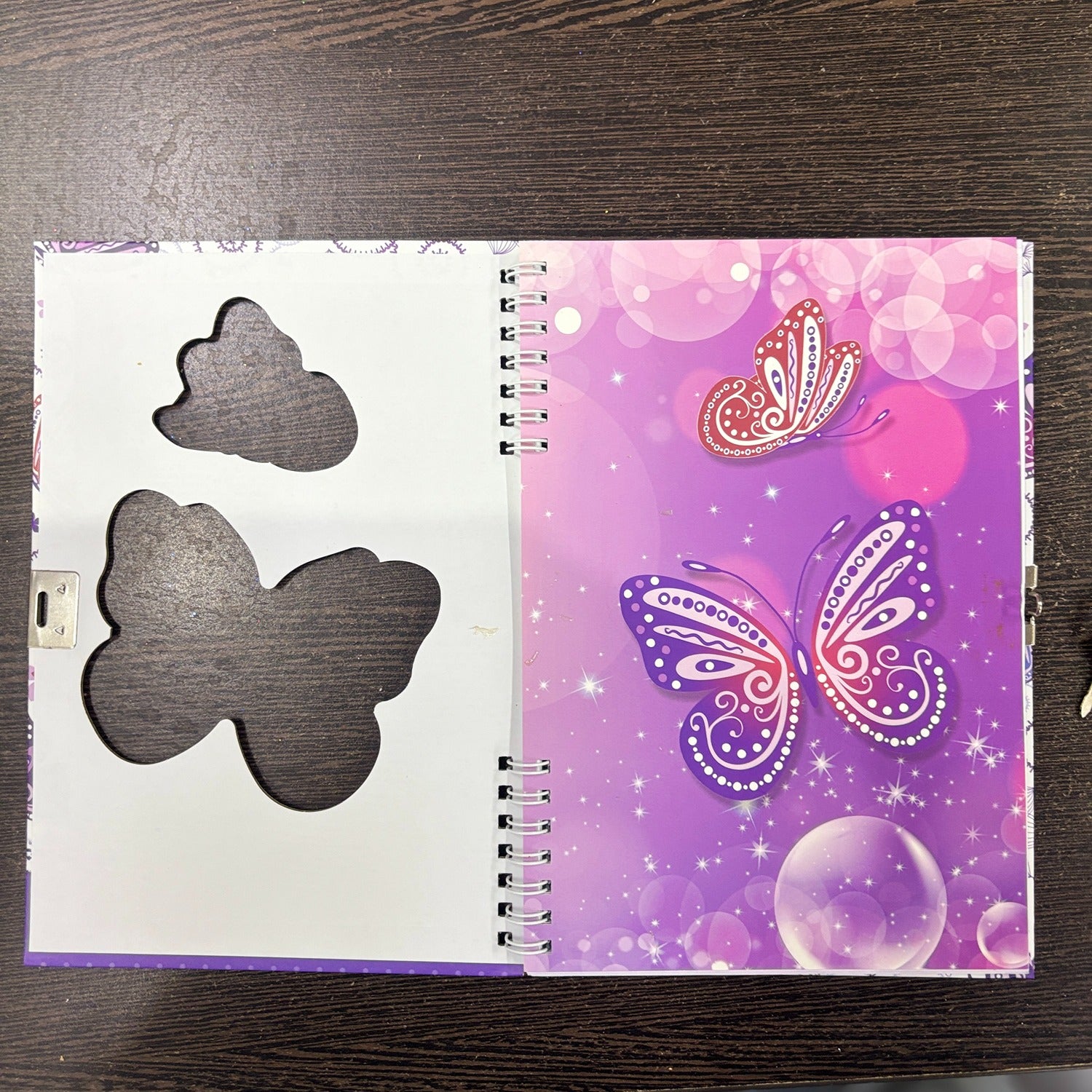 Butterfly Design Note Book with Lock Diary for Kids Secure Journal Creative Writing Pad Ideal For Return Gift for Children - 8 Inch - Apkamart