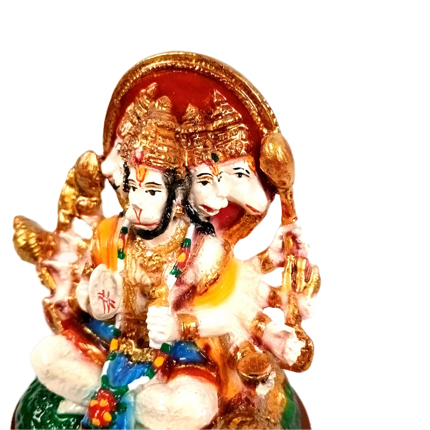 Panchmukhi Hanuman Statue | Lord Bajarang Bali Idol - for Home, Vastu, Puja, Table, Car Dashboard, Entrance Decor & Gifts - 4 Inch - Apkamart