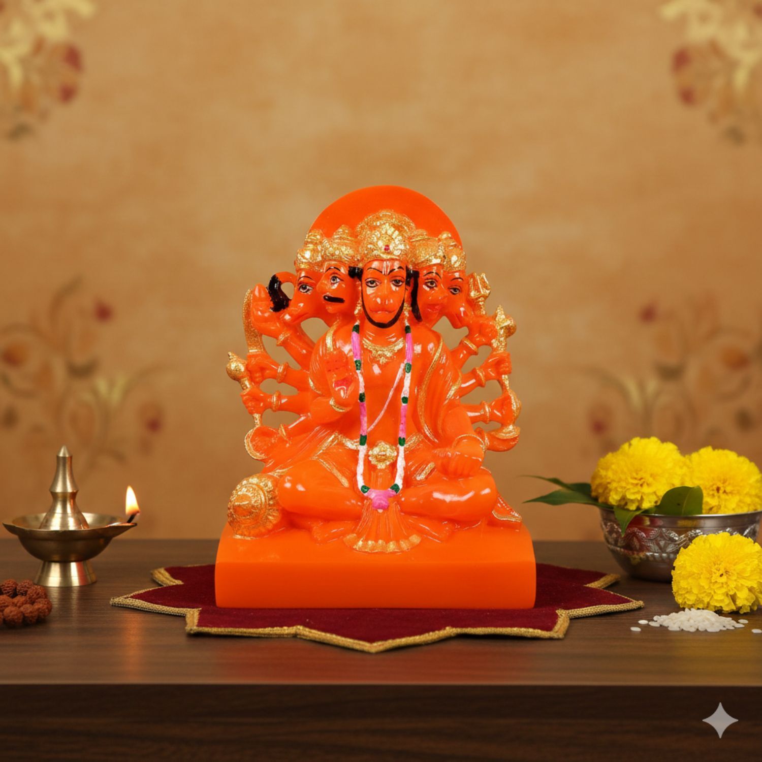 Panchmukhi Hanuman Ji Statue | Panchmukha Hanuman Idol for Home, Pooja Room & Vastu | Religious Table Decor & Diwali Gift - 8 Inch - Apkamart