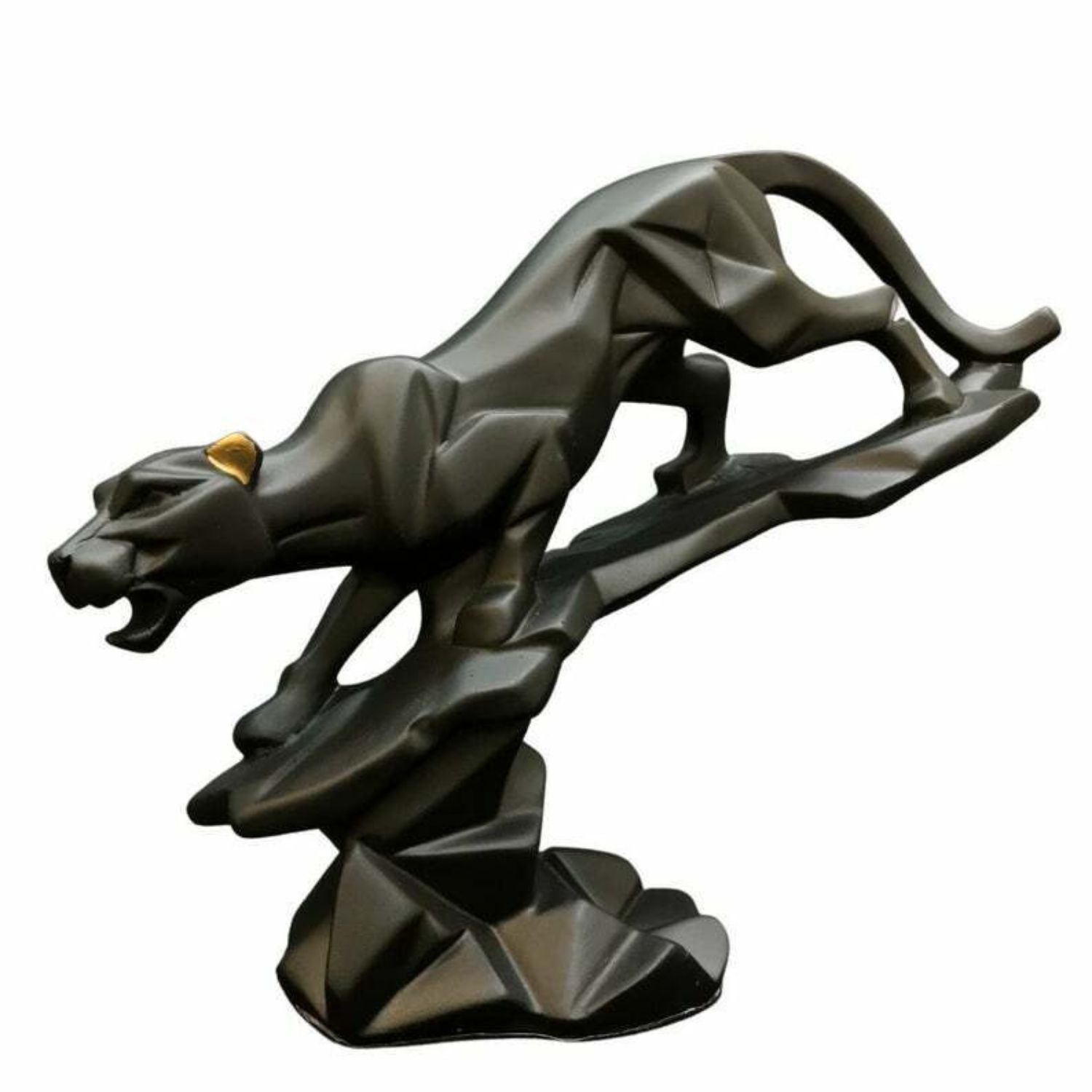 Black Panther Jaguar Showpiece | Animal Figurines Geometric Sculpture - for Home Decor Living Room Bedroom Table Top Decoration & Gifts - 9 Inch - Apkamart