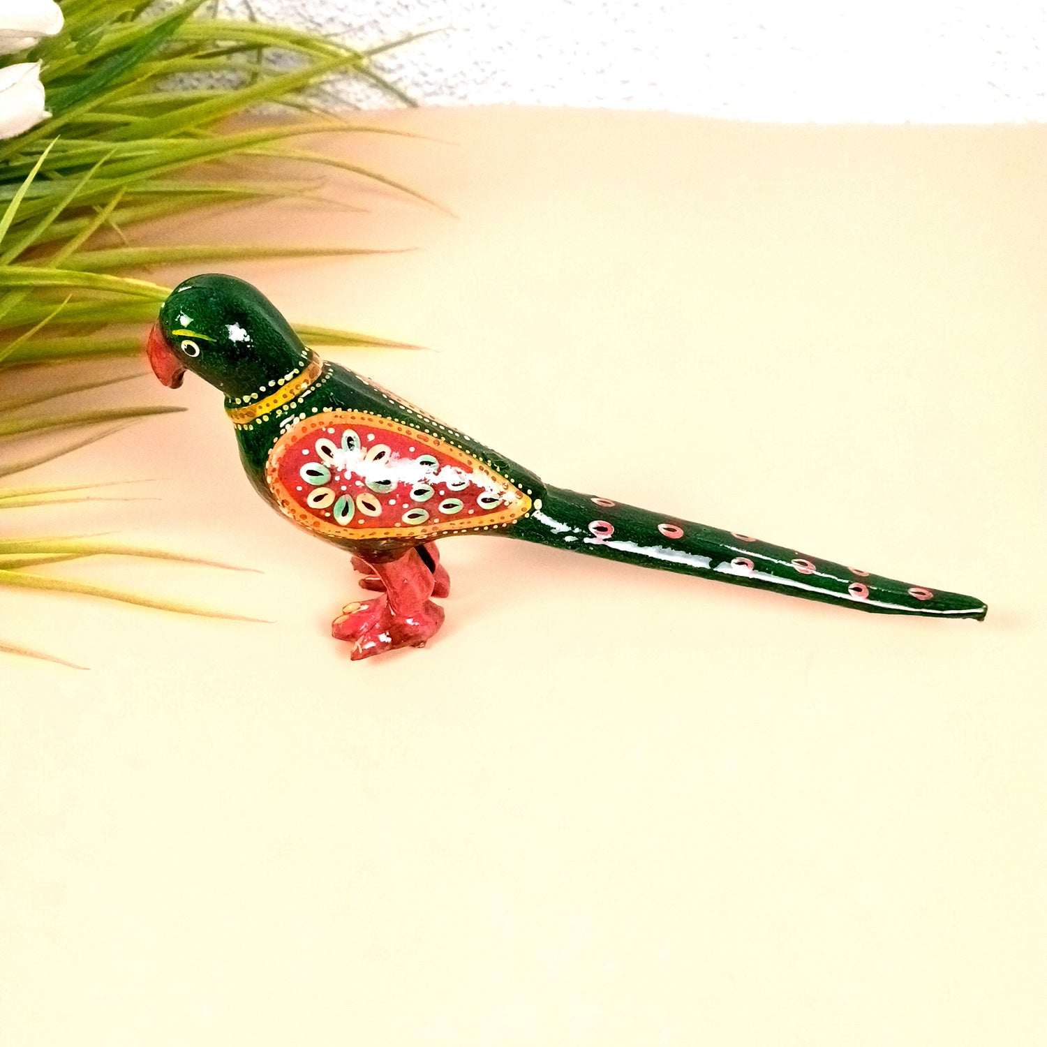 Parrot Statue Showpiece | Bird Figurine - For Vastu, Good Luck, Home, Table Decor, Living Room, Office & Gift - 9 Inch (Set Of 2) - Apkamart